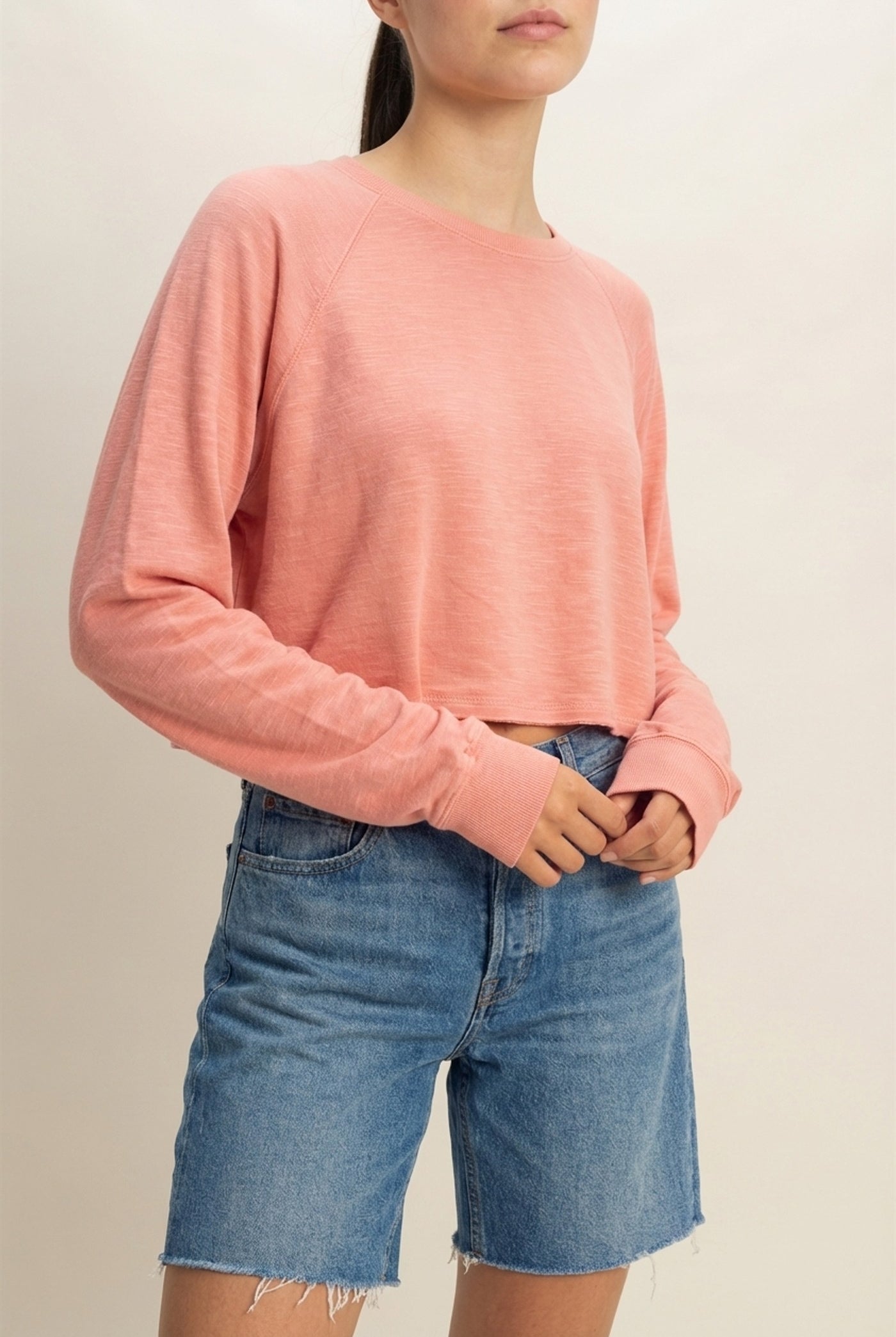 Wholesale Long Sleeve Round Neck Top Clothing Tops DZ22E691 TEAK ROSE DOUBLE ZERO