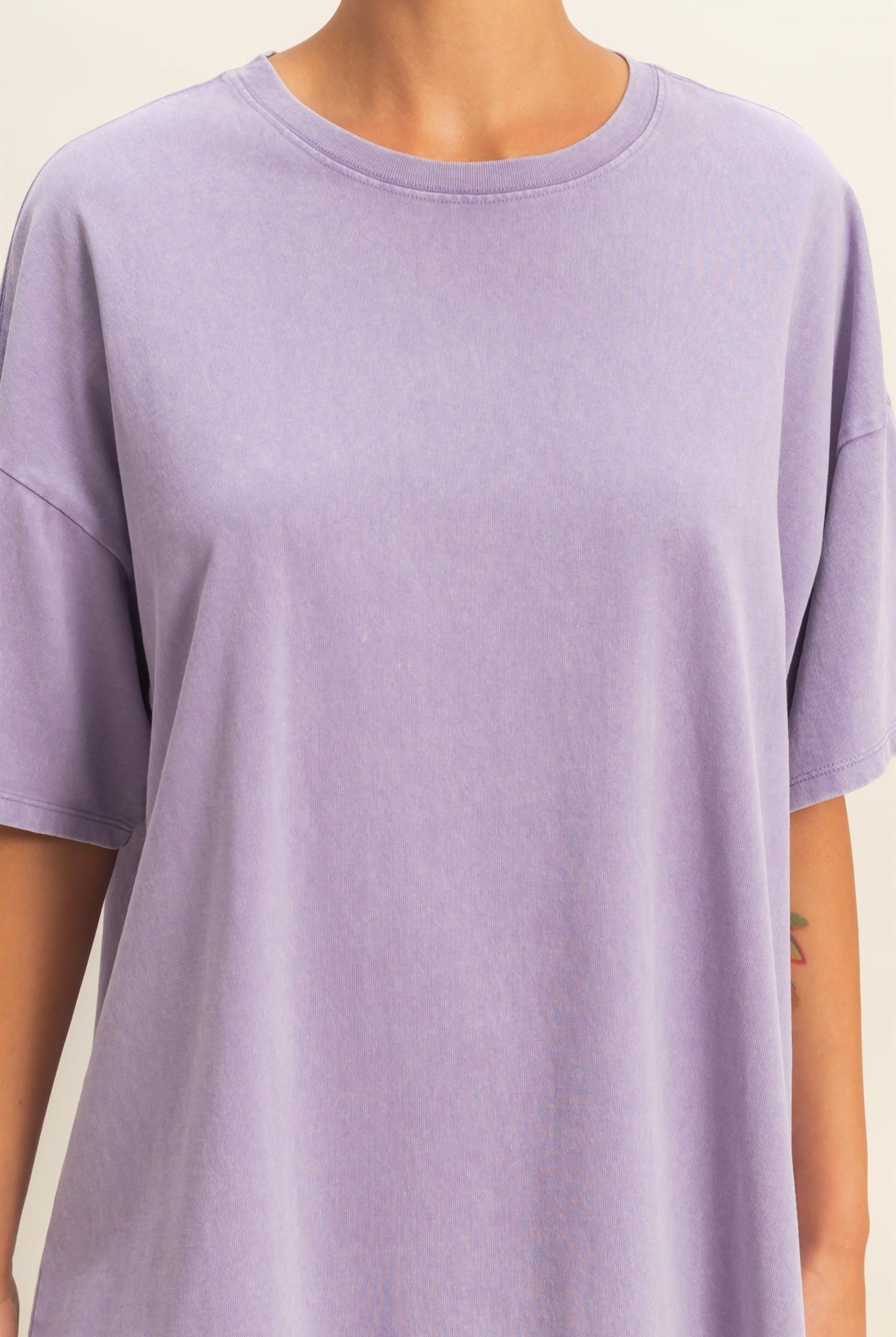 Wholesale Oversized Mineral Wash T-Shirt T-Shirts DZ26A031 DUSTY PURPLE DOUBLE ZERO