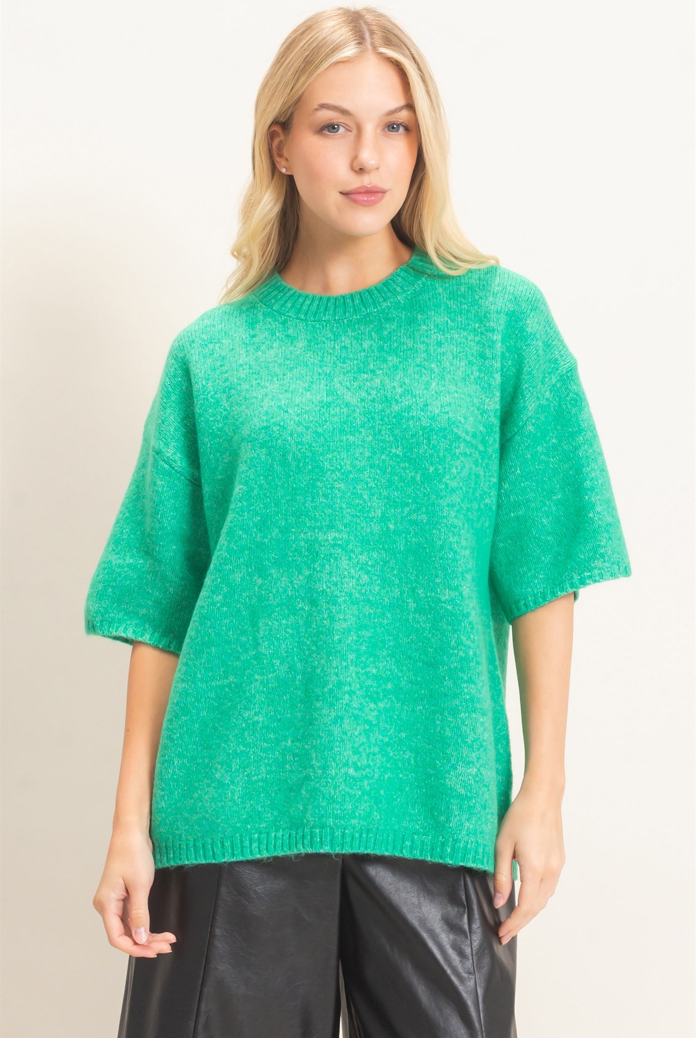 Wholesale Oversized Drop Shoulder Sweater Sweaters HF26E143 GREEN HYFVE