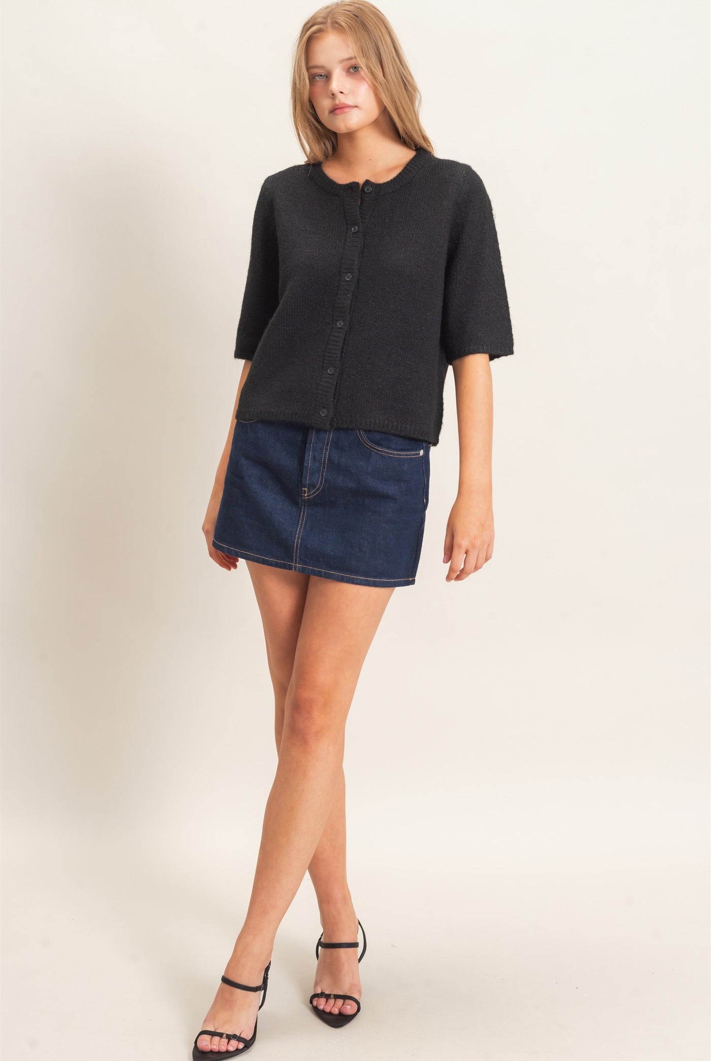 Wholesale Button-Up Cardigan Cardigans HF26E228 BLACK HYFVE