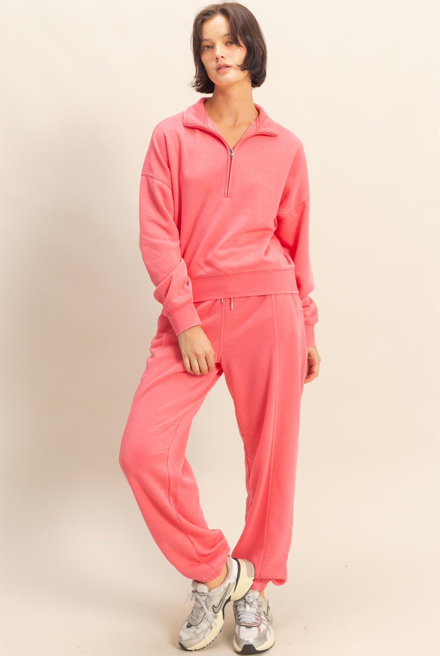 Wholesale Love This Way Half-Zip Sweatshirt Sweatshirts DZ25C908 TAFFY PINK DOUBLE ZERO