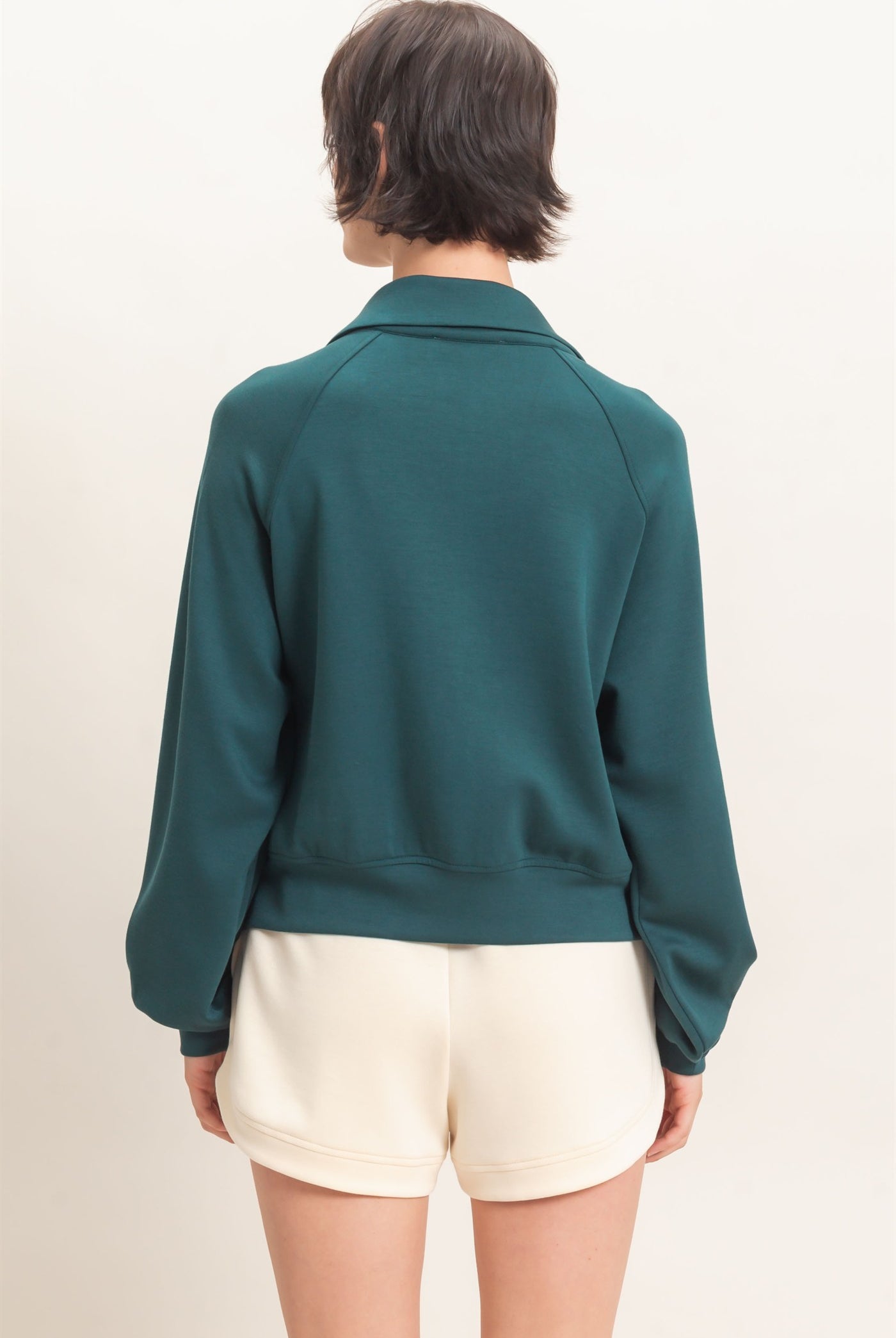 Wholesale Half-Zip Collar Raglan Pullover Sweatshirts DZ26C967 DEEP GREEN DOUBLE ZERO