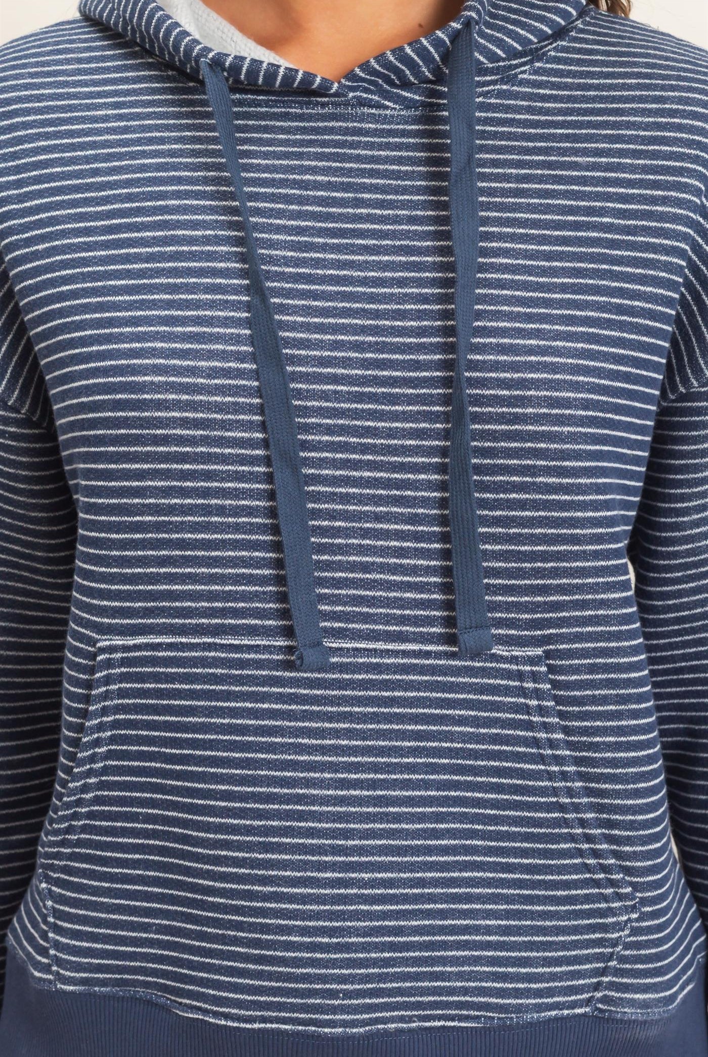 Wholesale Striped French Terry Hoodie Hoodies DZ26C619 NAVY DOUBLE ZERO