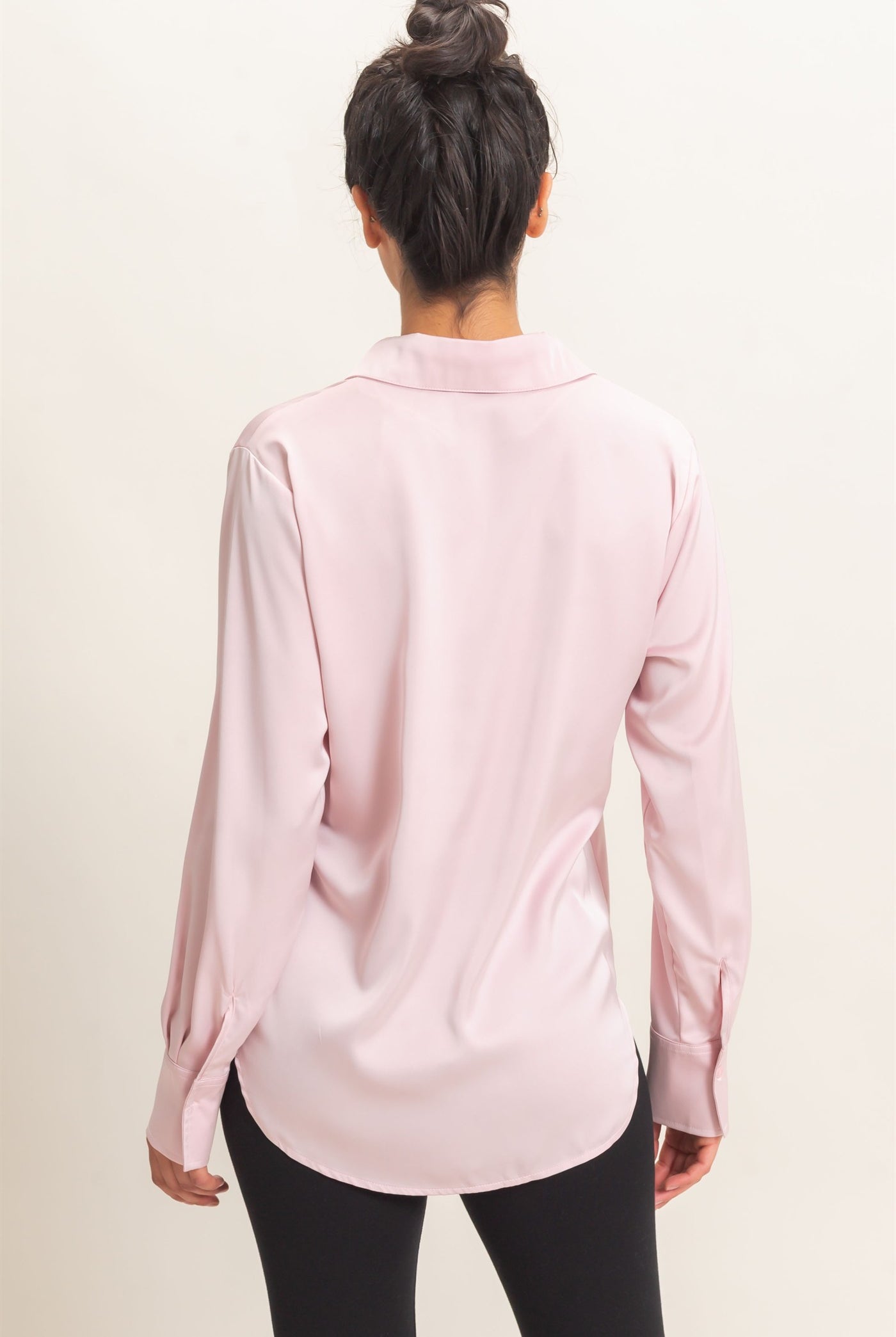 Wholesale Satin Button-Down Shirts Shirts DZ26E265 LIGHT PINK DOUBLE ZERO