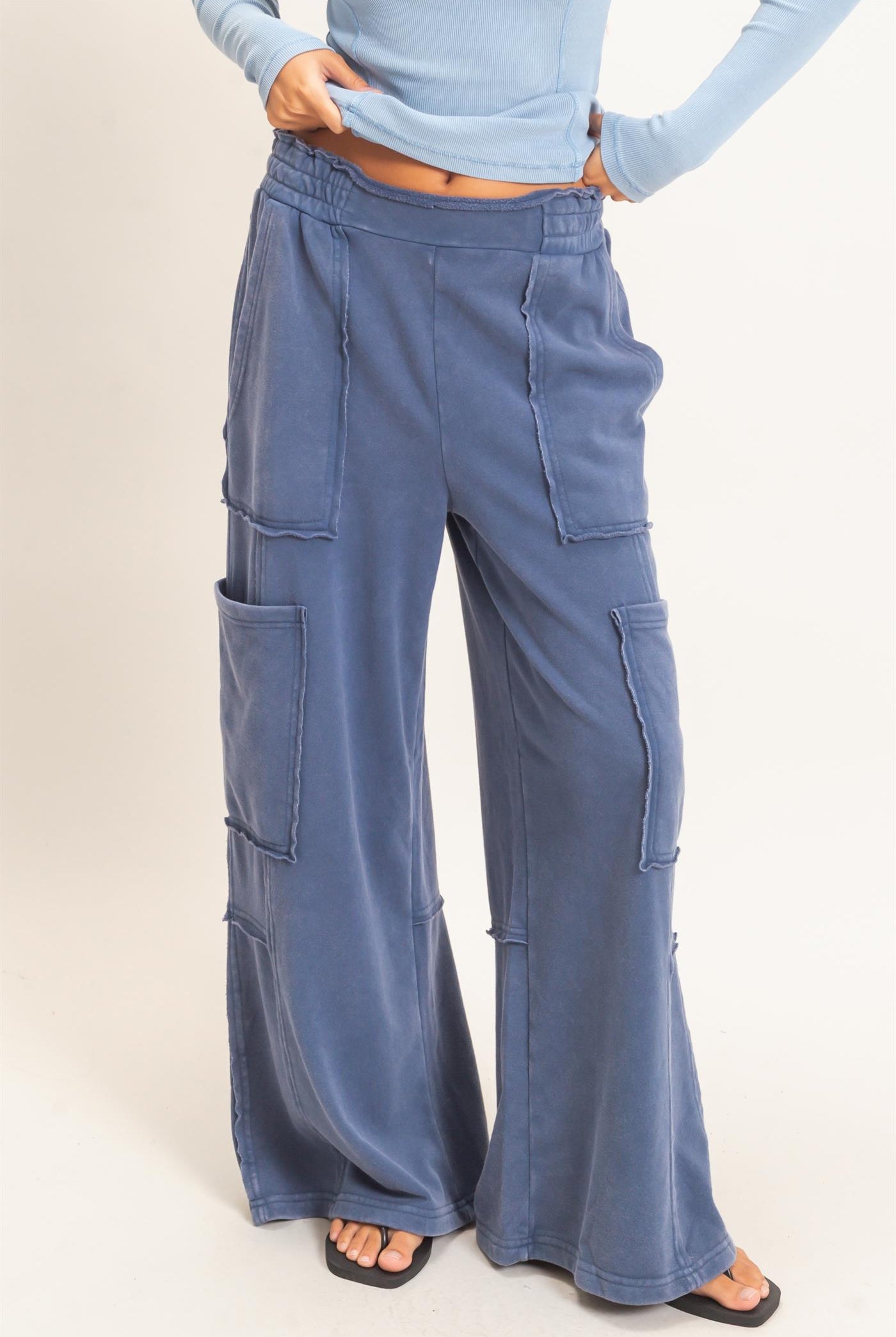 Wholesale Mineral Wash Cargo Pocket Pants Pants DZ26C963 NAVY DOUBLE ZERO