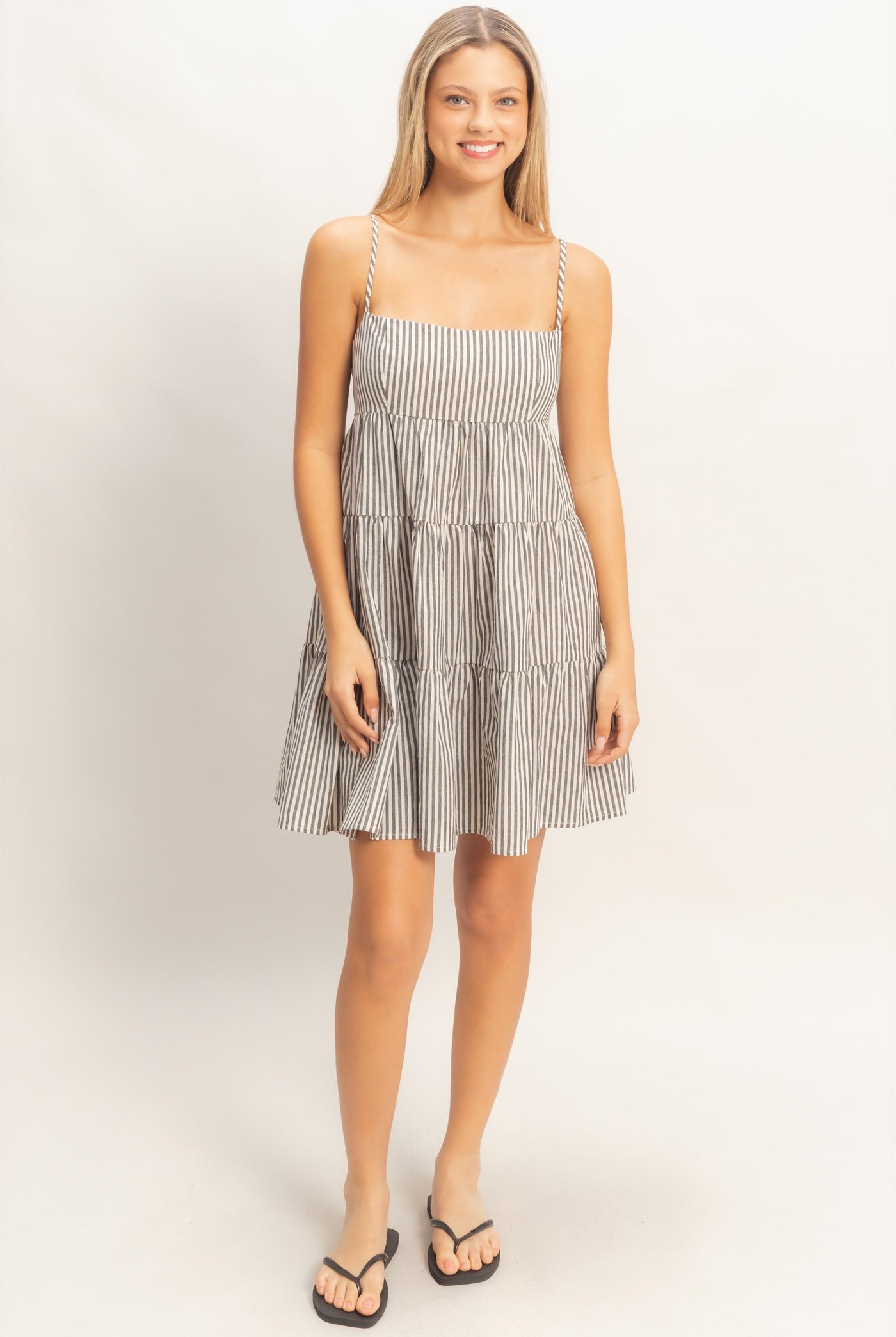 Wholesale Striped Sleeveless A-Line Dress Dresses HF26A247 BLACK HYFVE