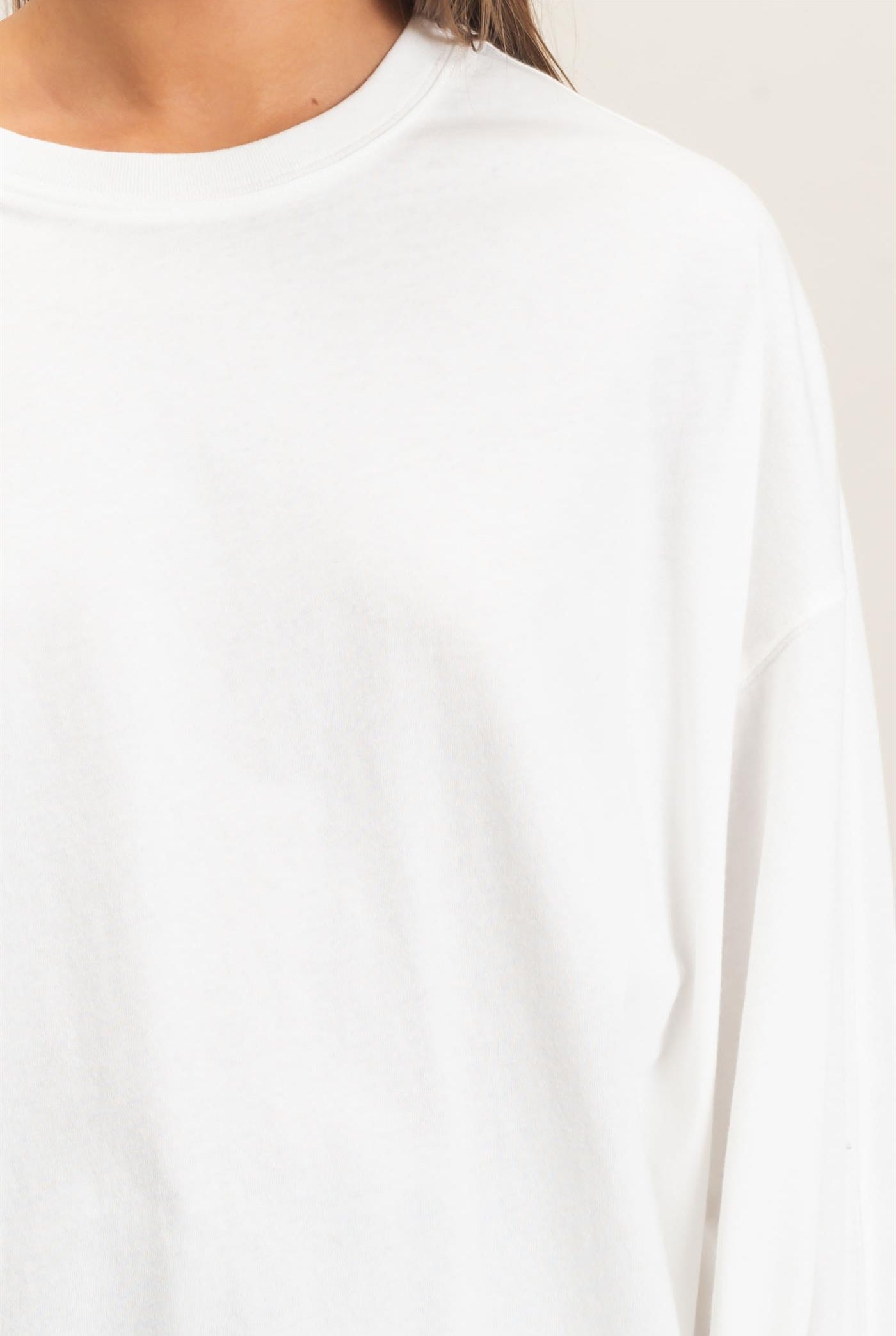 Wholesale Pigment Dye Oversized Long Sleeve Top Clothing Tops DZ26A825 WHITE DOUBLE ZERO