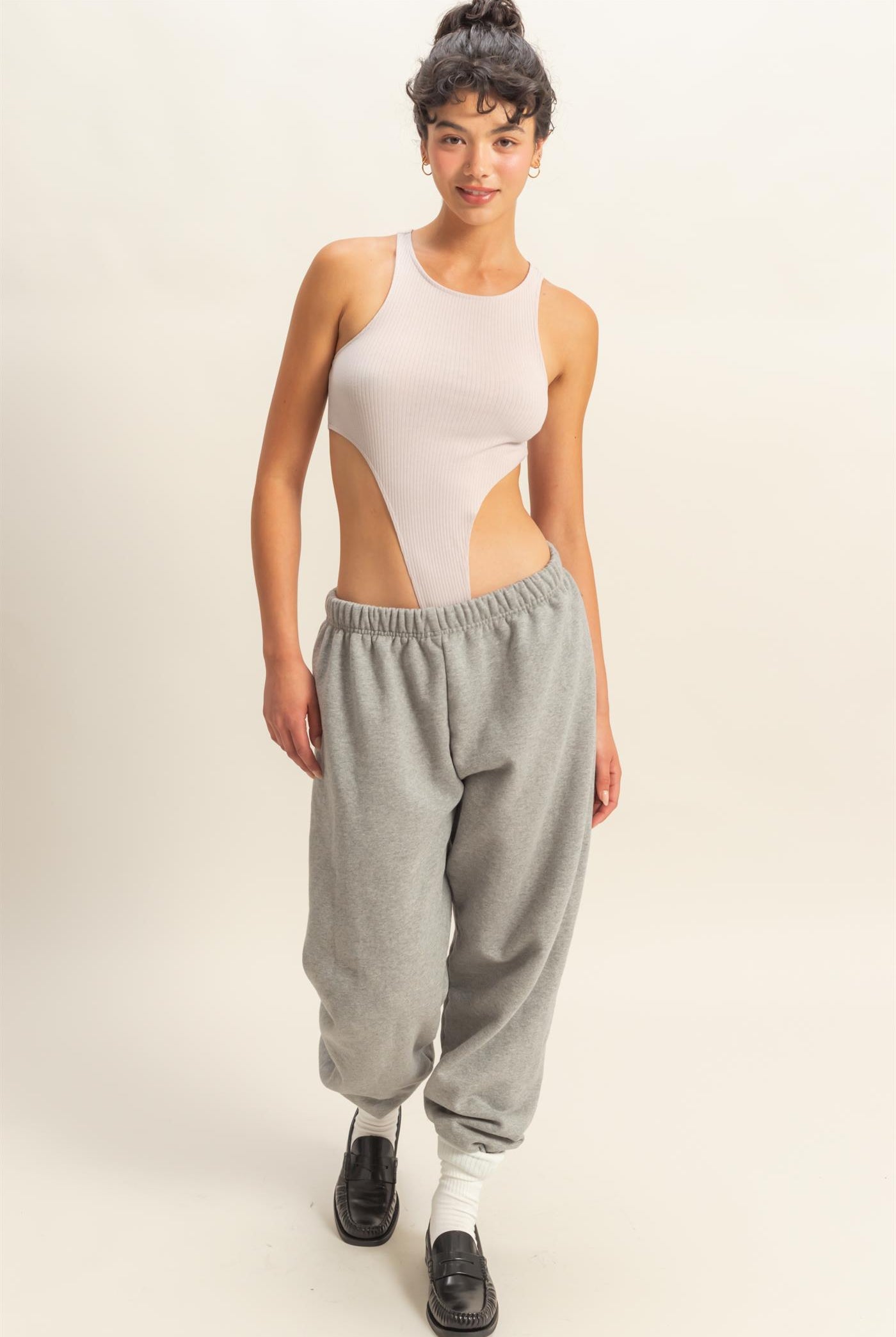 Wholesale High Cut Bodysuit Clothing Tops DZ22E146 PASTEL VIOLET DOUBLE ZERO