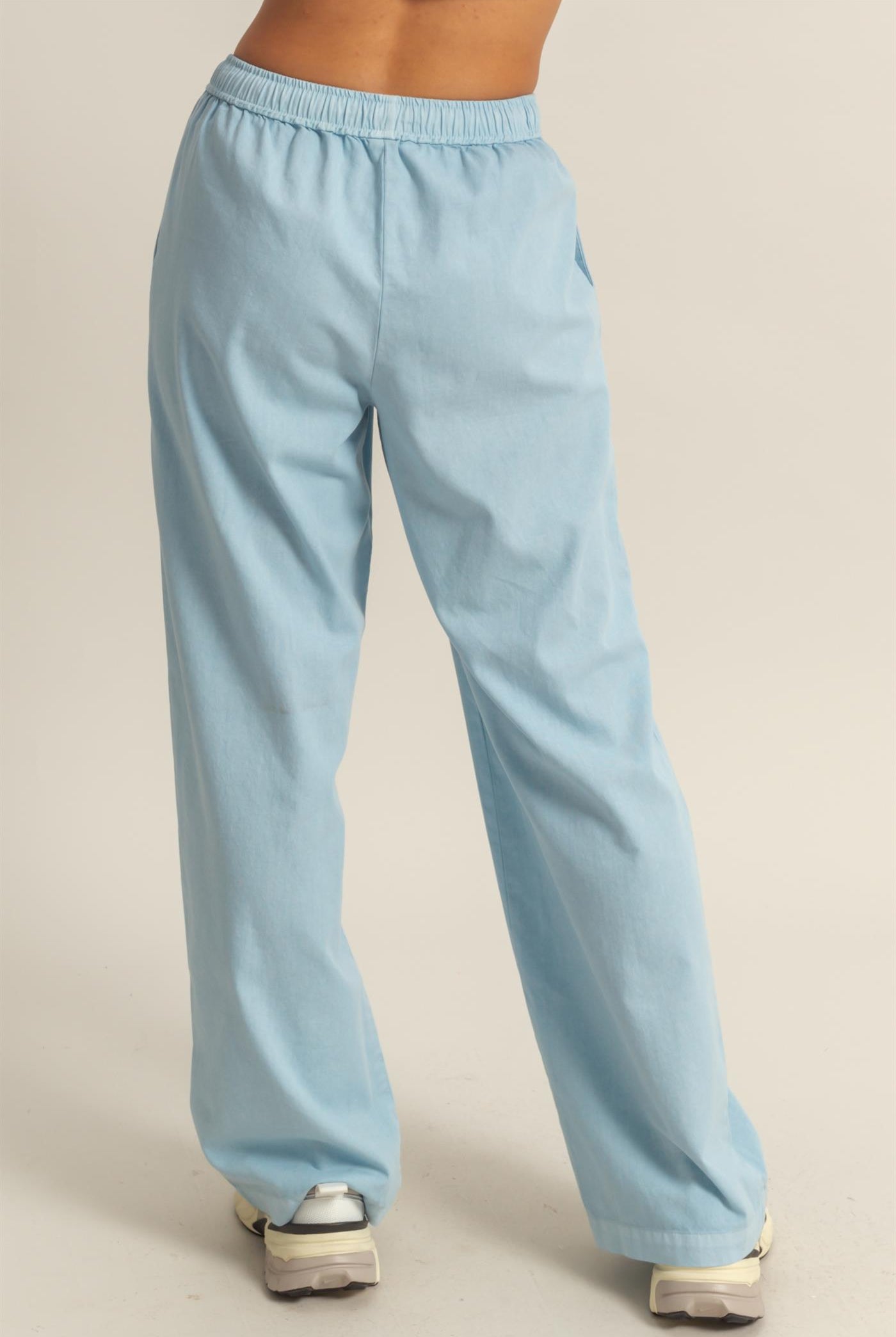 Wholesale Drawstring Waist Straight Leg Pants Pants DZ24A339 BABY BLUE DOUBLE ZERO