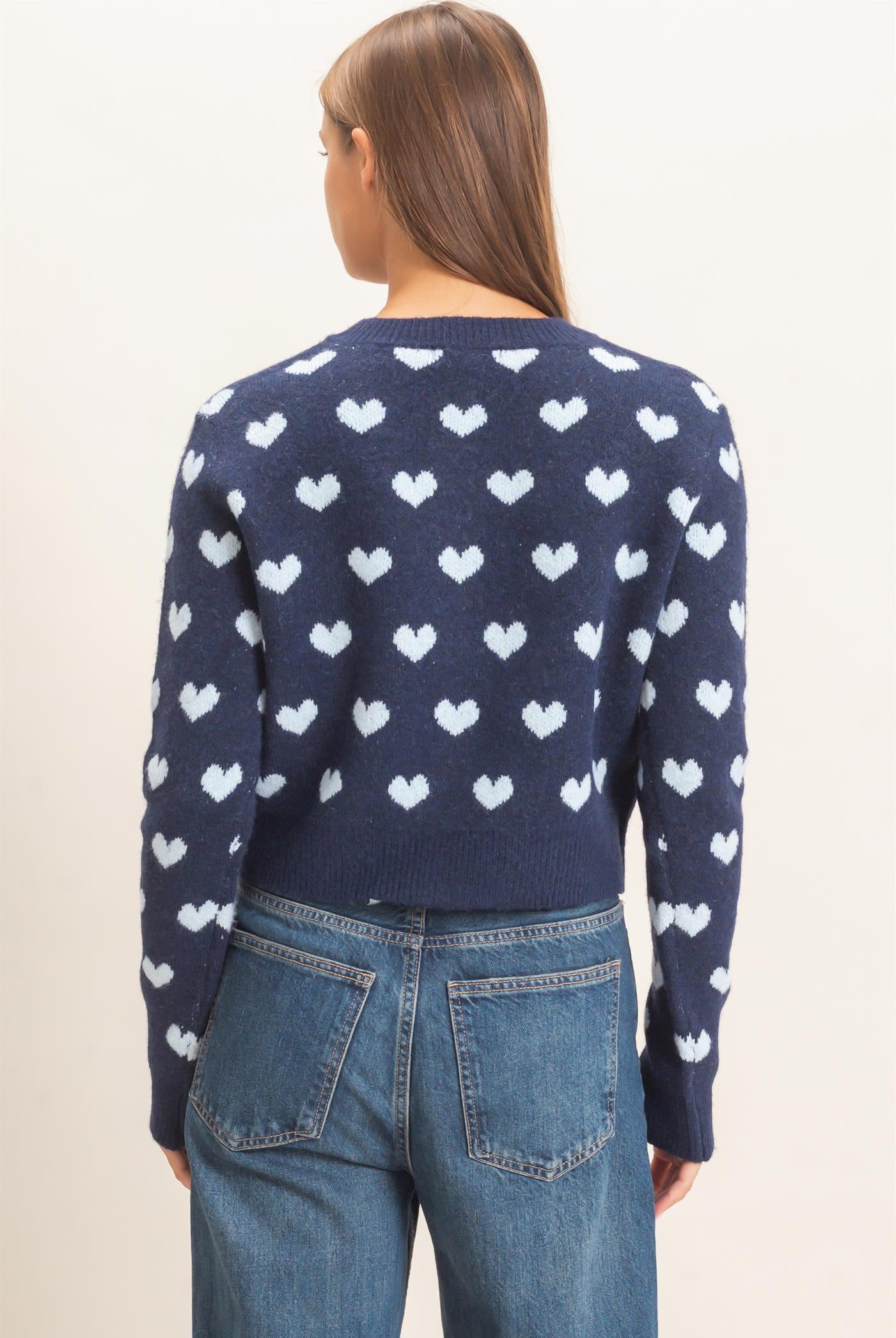 Wholesale Heart Pattern Cardigan Cardigans DZ26E320 NAVY DOUBLE ZERO
