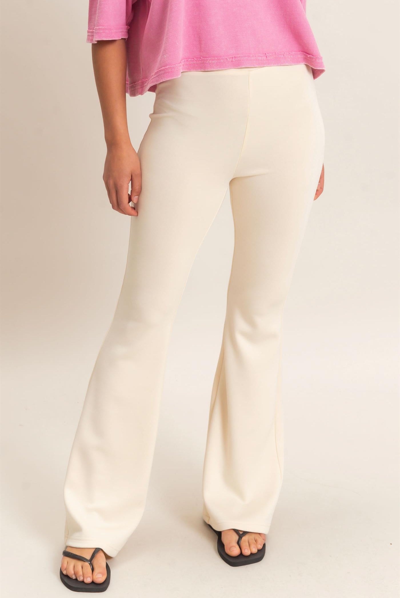 Wholesale Flared Elastic Waist Pants Pants DZ26E393 ALPACA DOUBLE ZERO