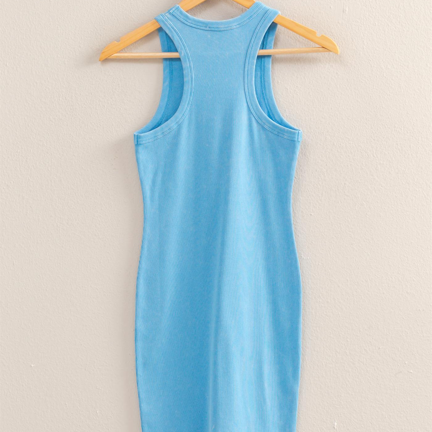 Wholesale Acid Washed Ribbed Mini Dress Dresses DZ25E297 BLUE DOUBLE ZERO