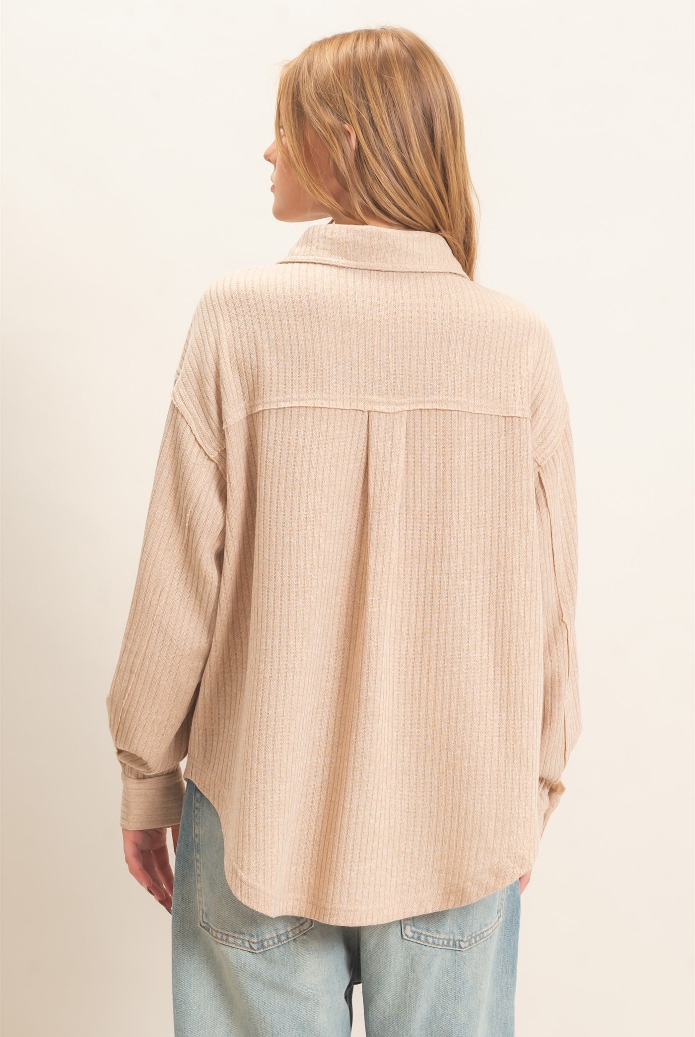 Wholesale Corduroy Button-Up Shirt Shirts HF26F138 BEIGE HYFVE