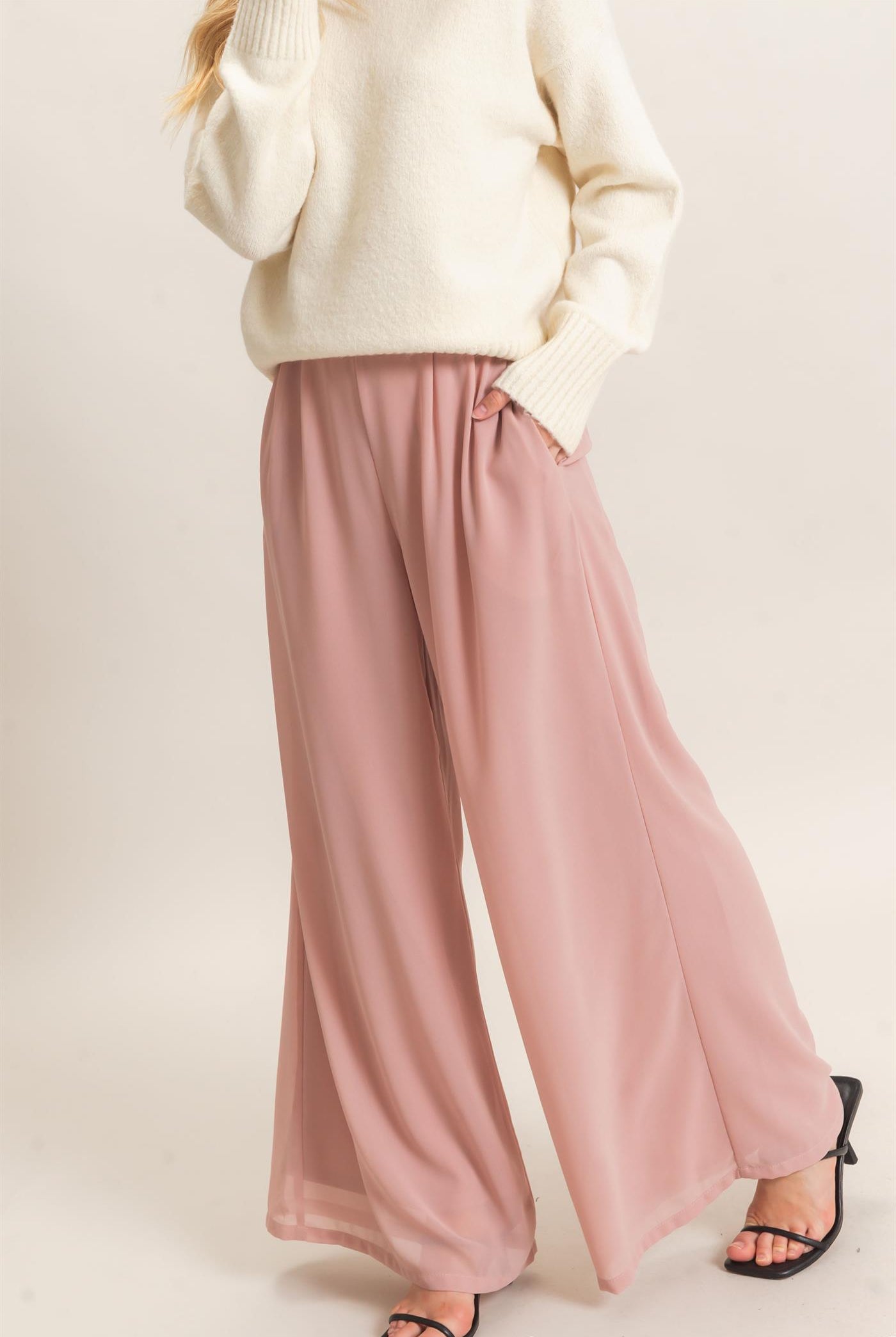 Wholesale Wide-Leg High Waist Pants Pants HF26F068-D MAUVE HYFVE