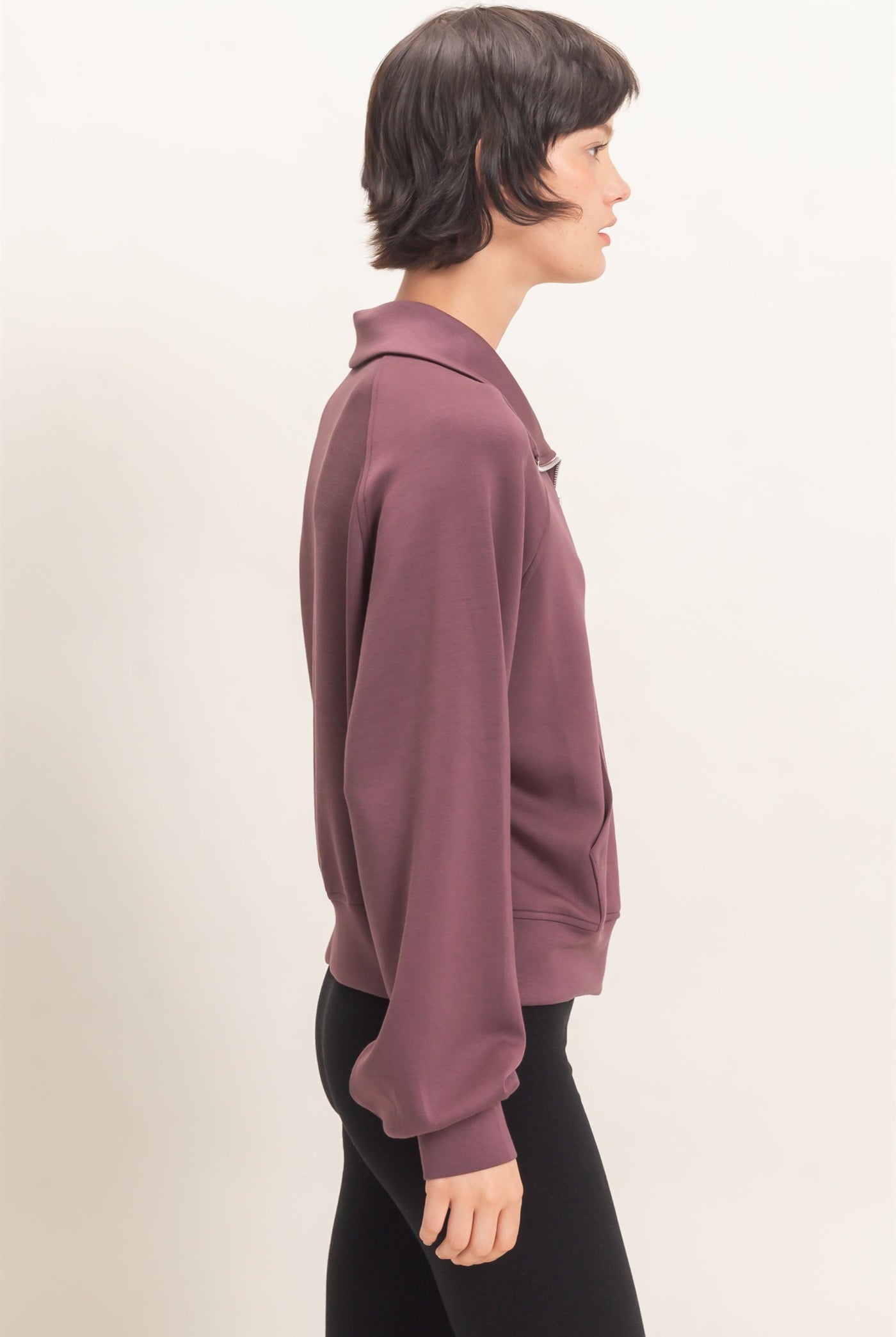 Wholesale Half-Zip Collar Raglan Pullover Sweatshirts DZ26C967 COCOA DOUBLE ZERO