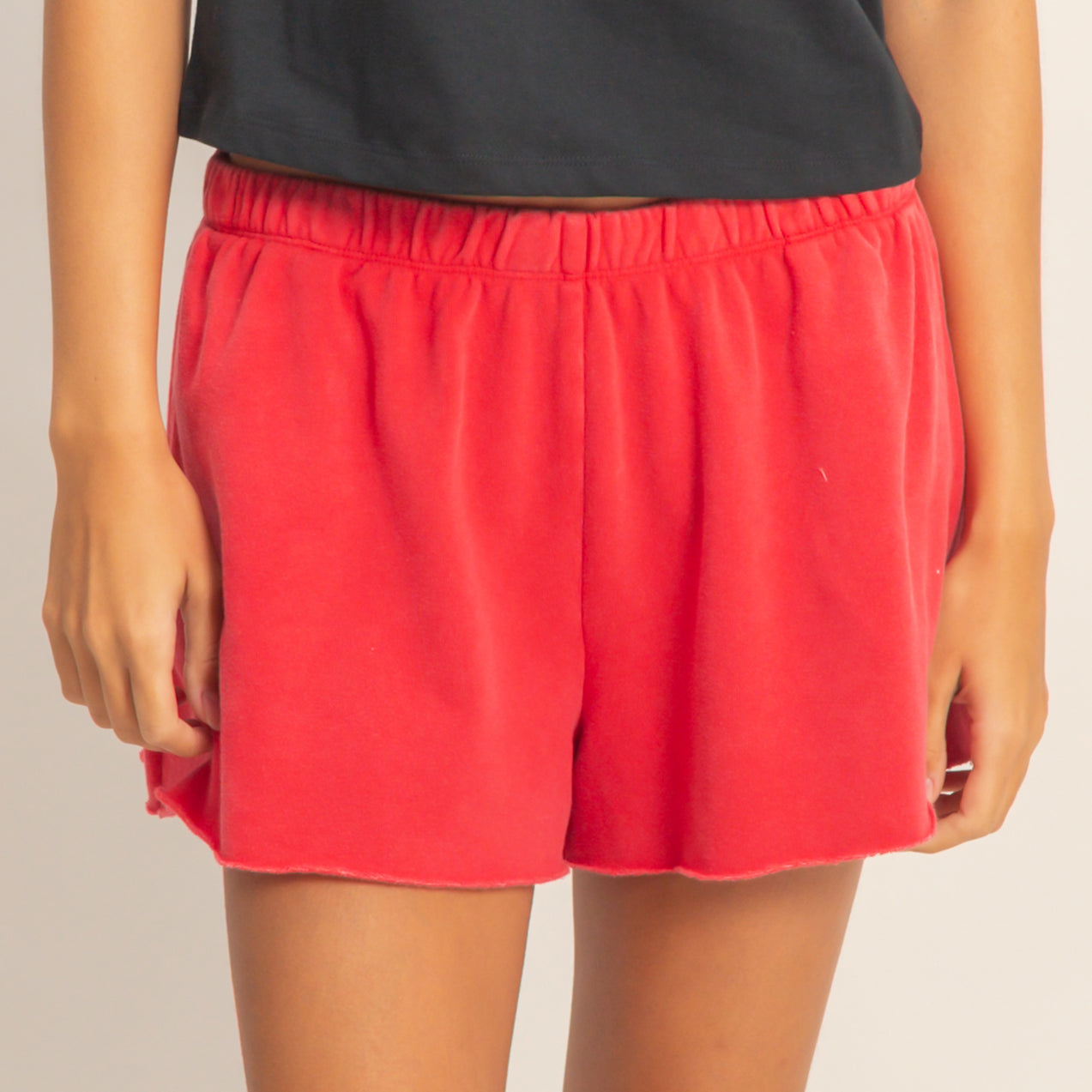 Wholesale Mineral Wash French Terry Shorts Shorts DZ26C040 RED DOUBLE ZERO