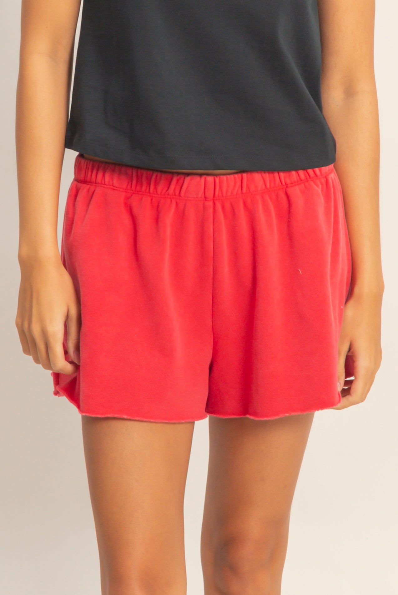 Wholesale Mineral Wash French Terry Shorts Shorts DZ26C040 RED DOUBLE ZERO