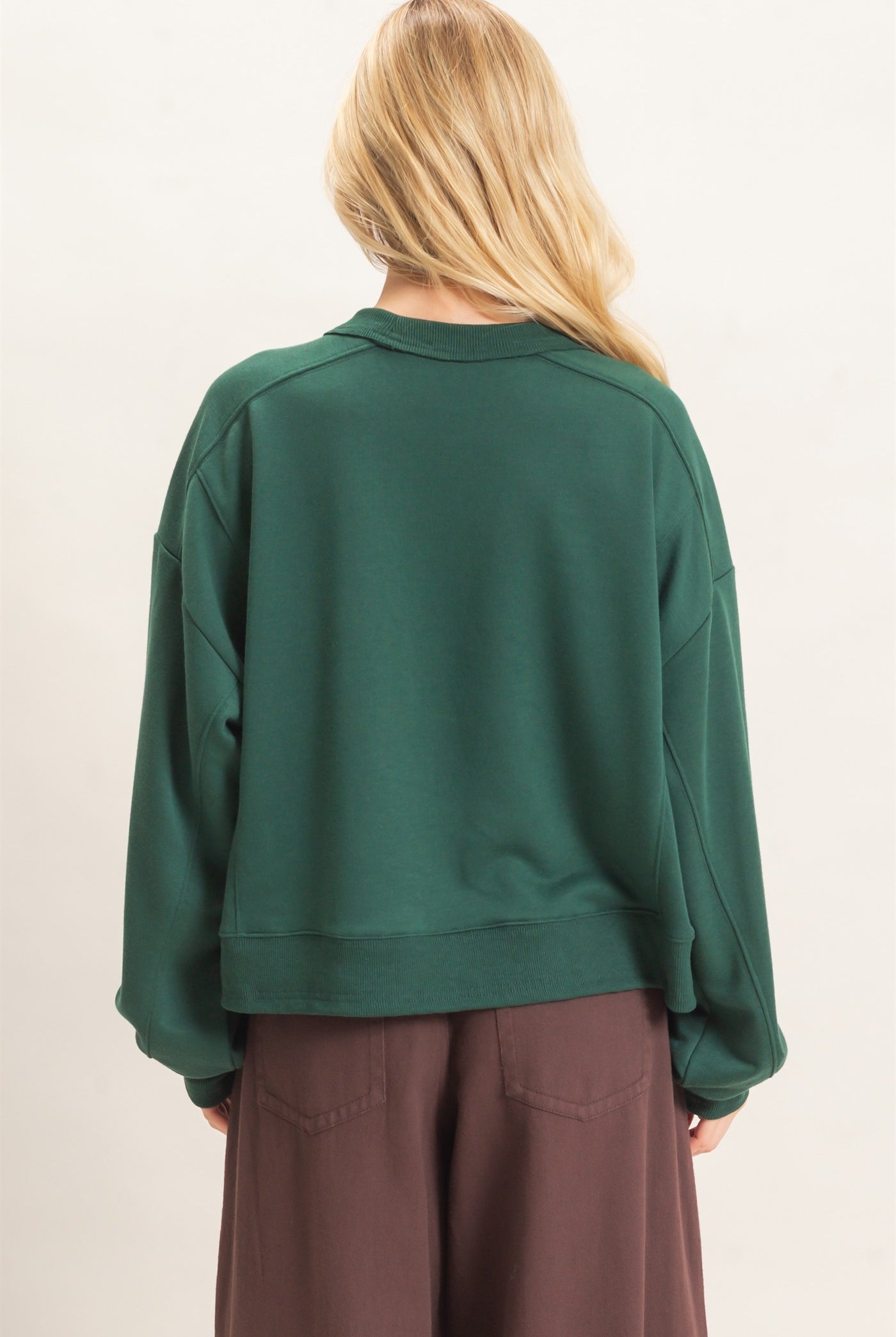 Wholesale Ribbed Crew Neck Sweatshirt Sweatshirts HF26F087 HUNTER GREEN HYFVE