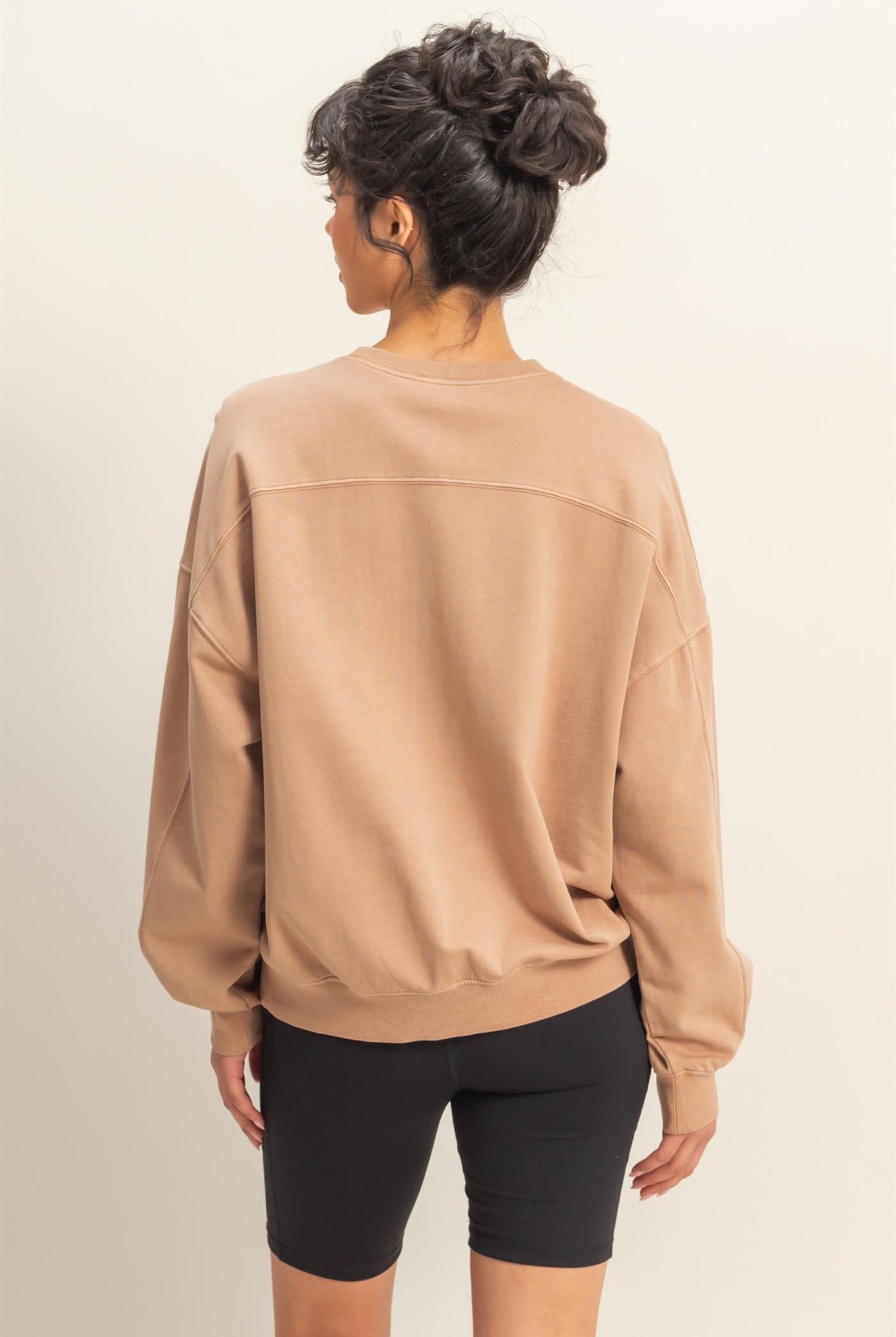Wholesale Warm Long Sleeve French Terry Sweatshirt Sweatshirts DZ25C733 DARK TAUPE HYFVE