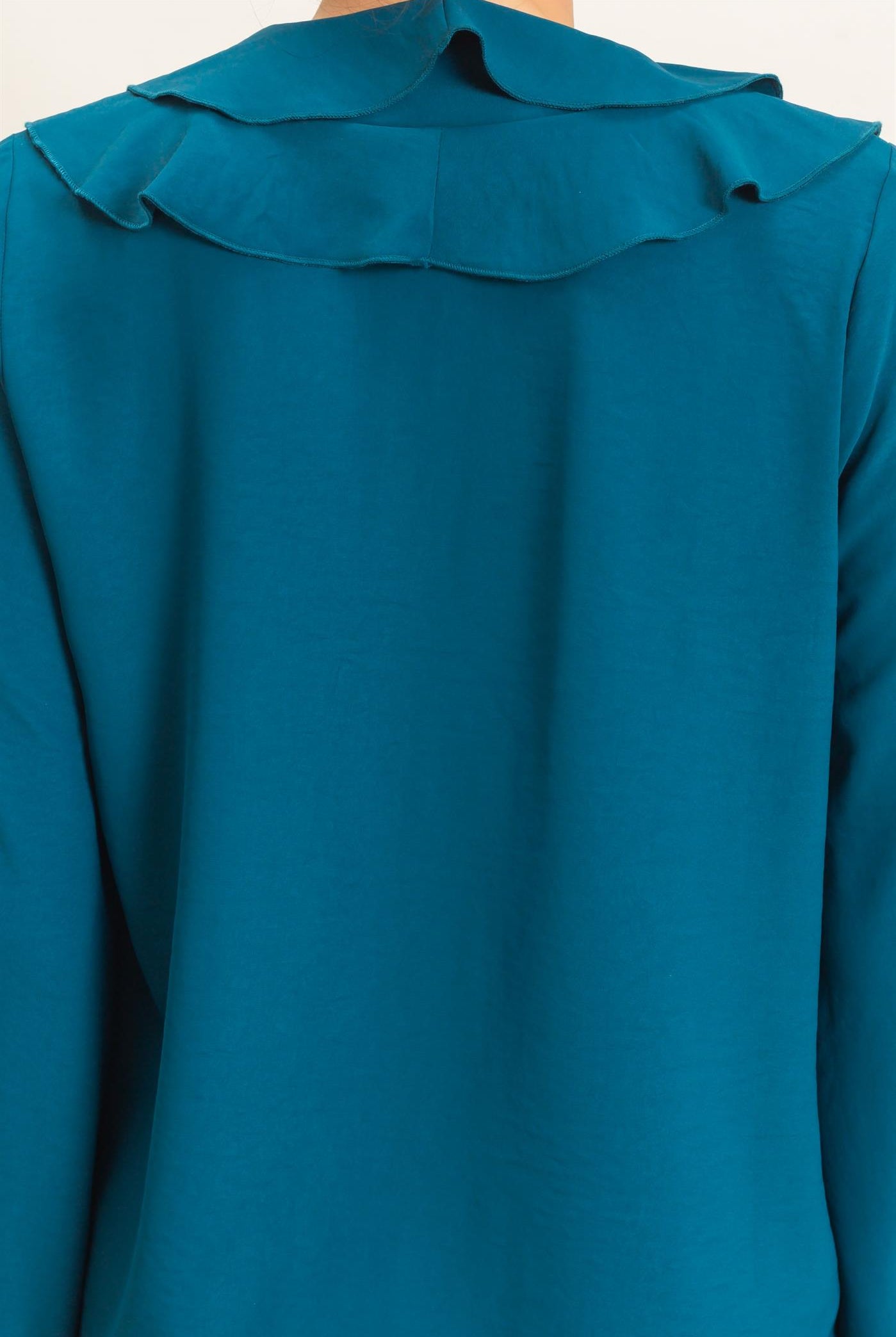 Wholesale Ruffled V-Neck Button-Up Blouse Blouses HF26C739 TEAL HYFVE