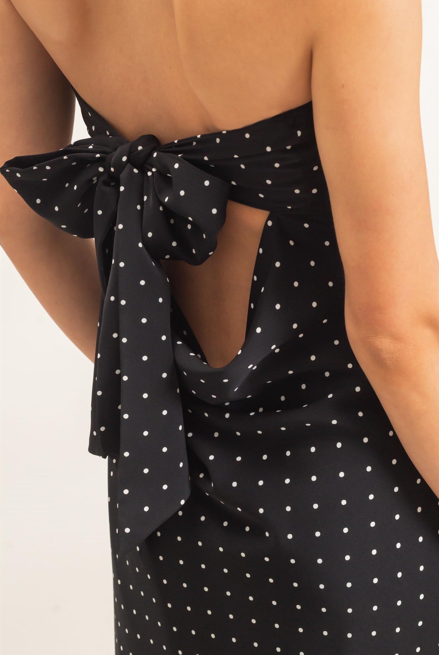 Wholesale Strapless Polka Dot Maxi Dress Dresses HF26E845 BLACK HYFVE