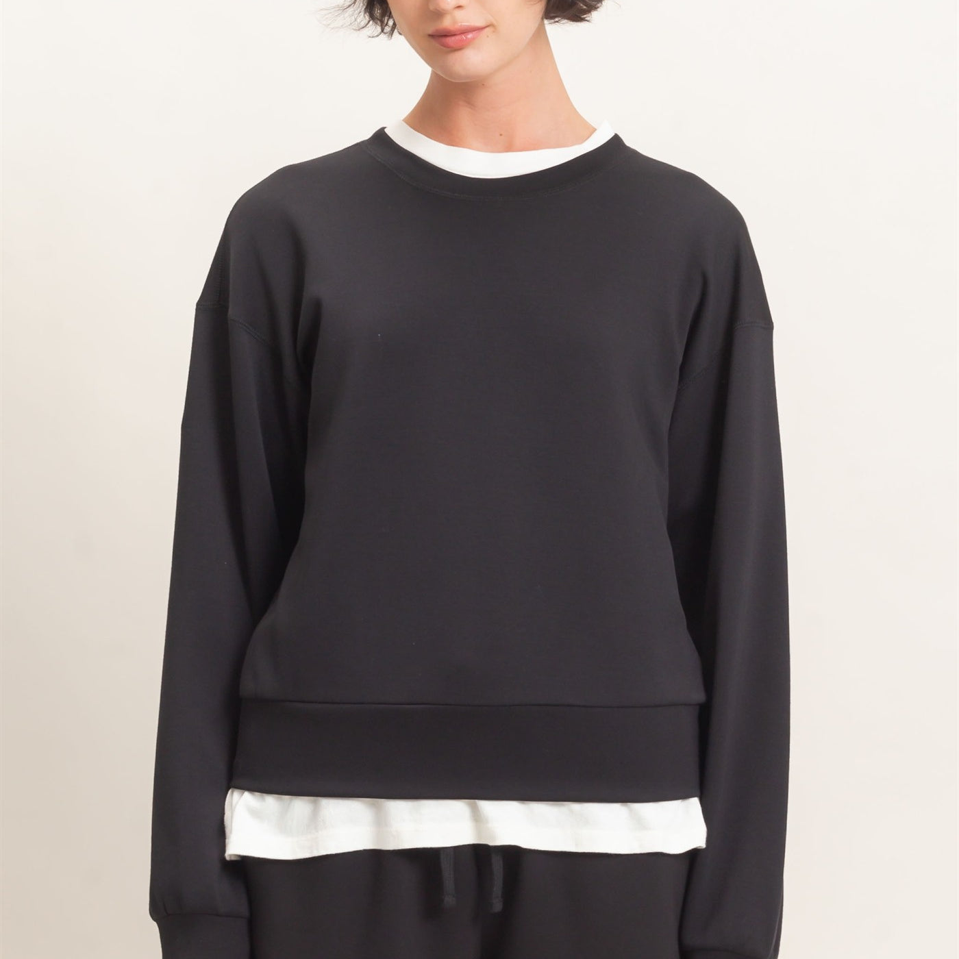 Wholesale Crew Neck Sweatshirt Sweatshirts DZ26C966 BLACK DOUBLE ZERO