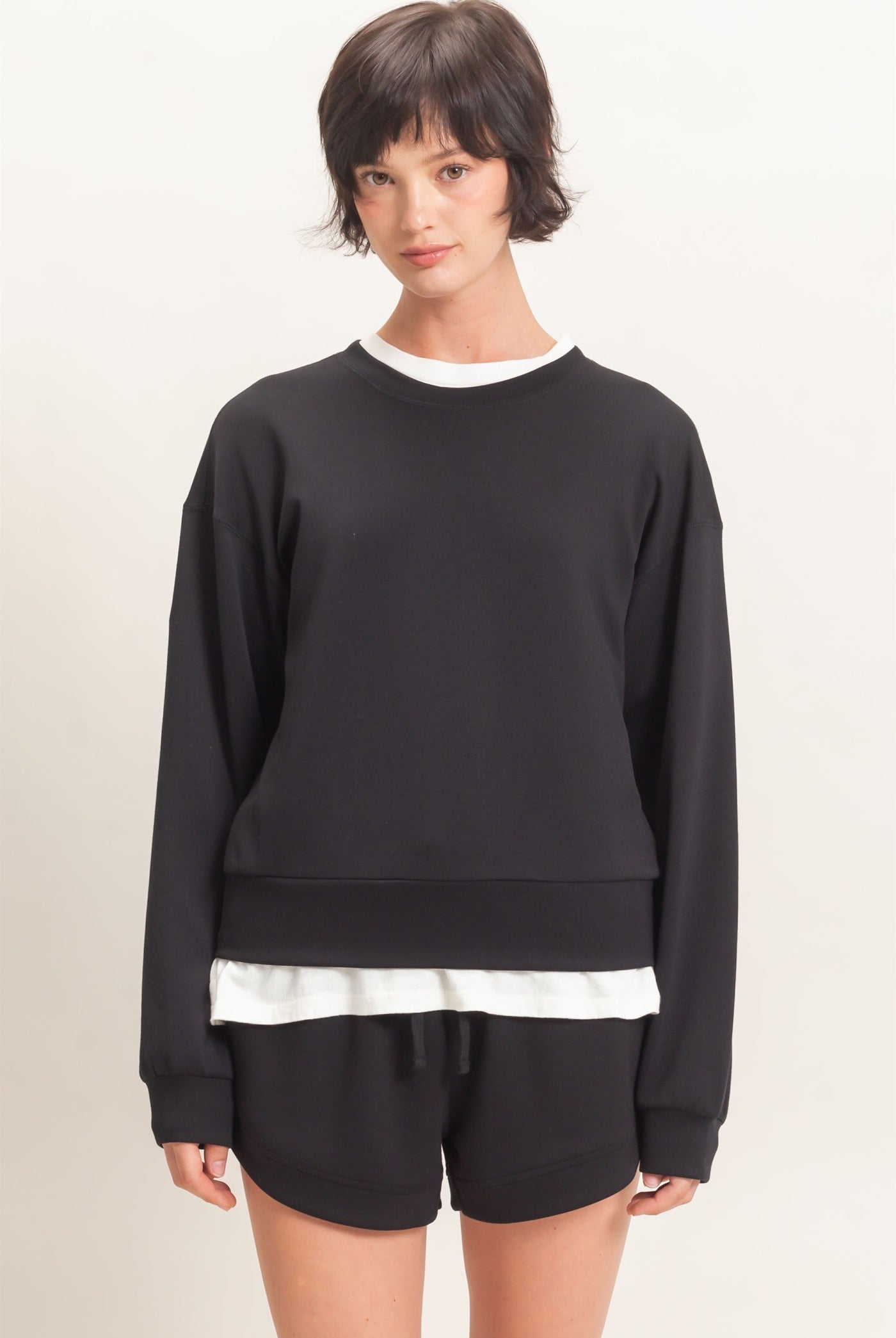 Wholesale Crew Neck Sweatshirt Sweatshirts DZ26C966 BLACK DOUBLE ZERO