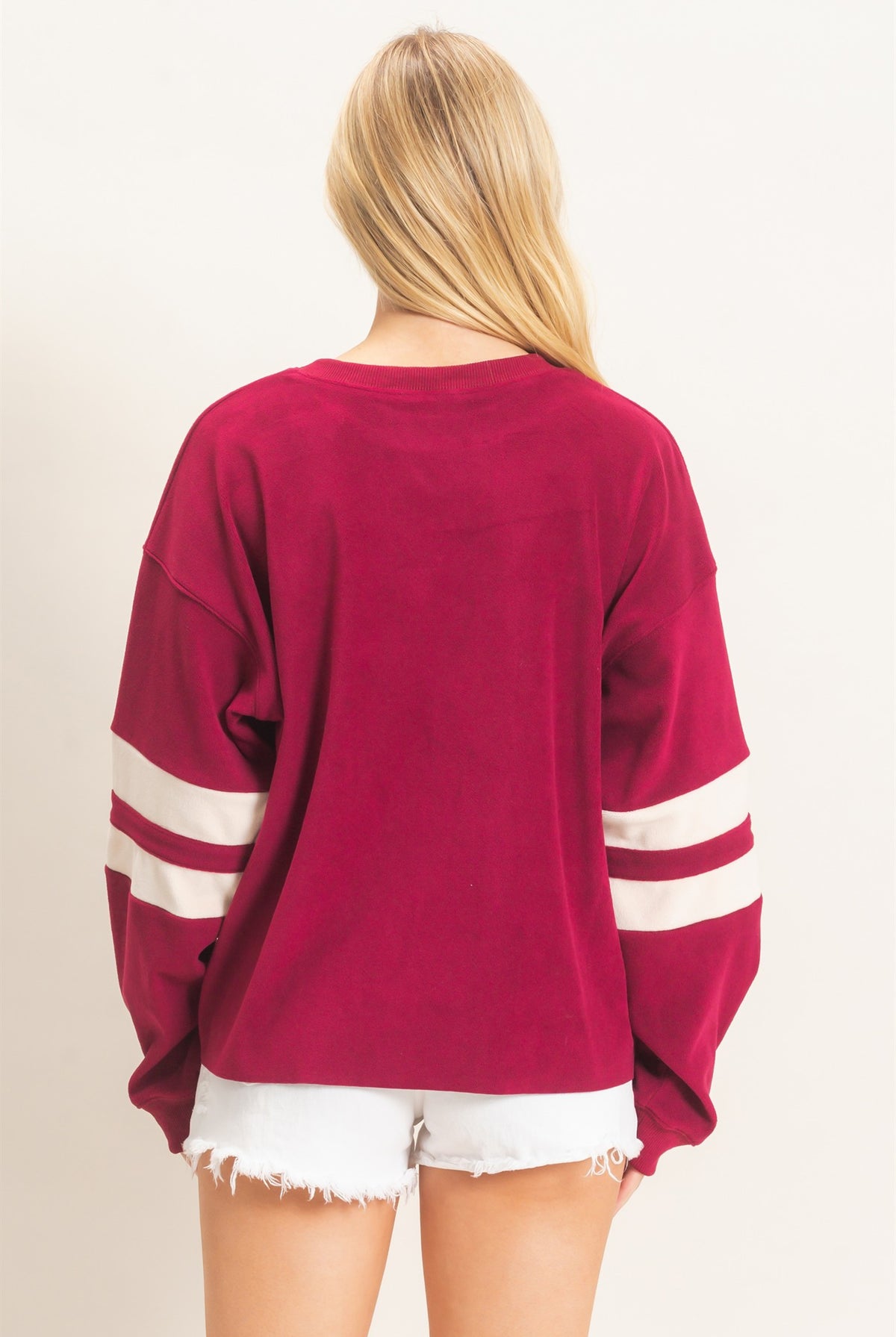 Wholesale Crew Neck Long Sleeve Sweatshirt Sweatshirts HF26E425 BURGUNDY HYFVE