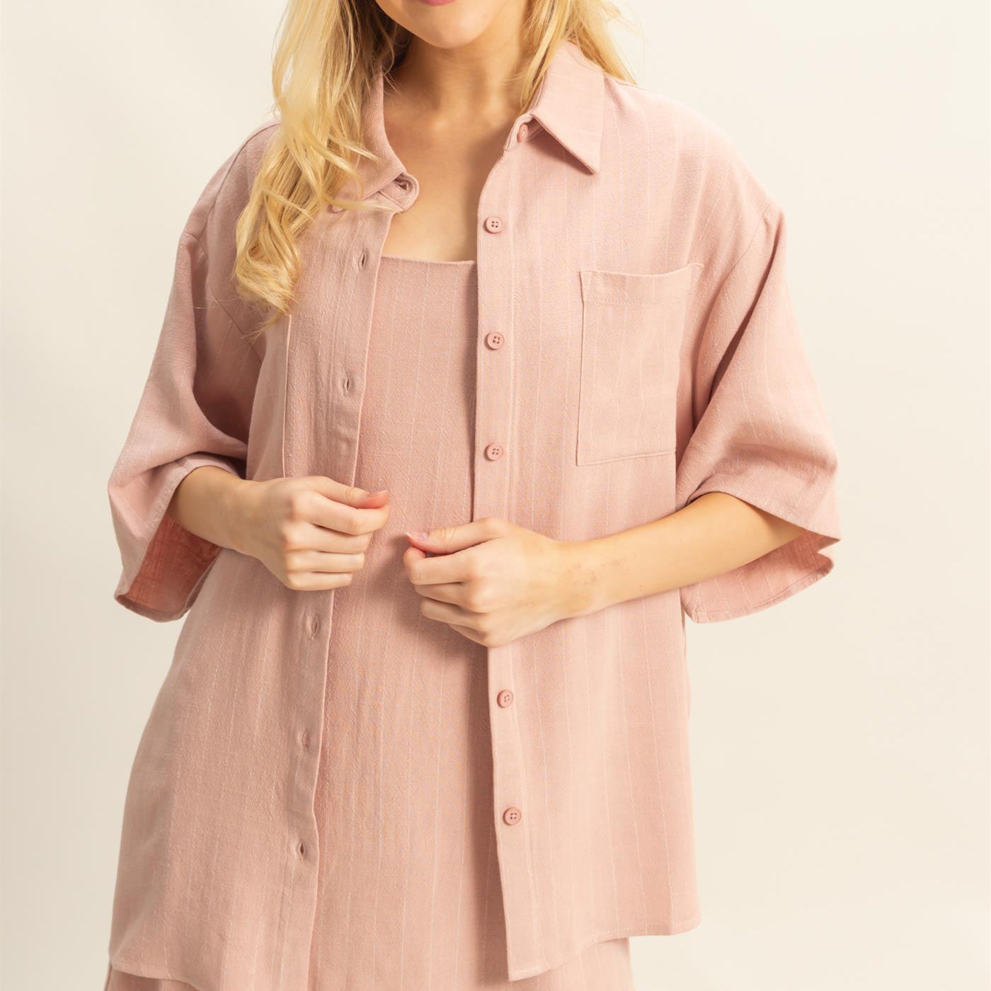 Wholesale Stripe Shirt And Dress Set Clothing HF25E086-SET MAUVE HYFVE