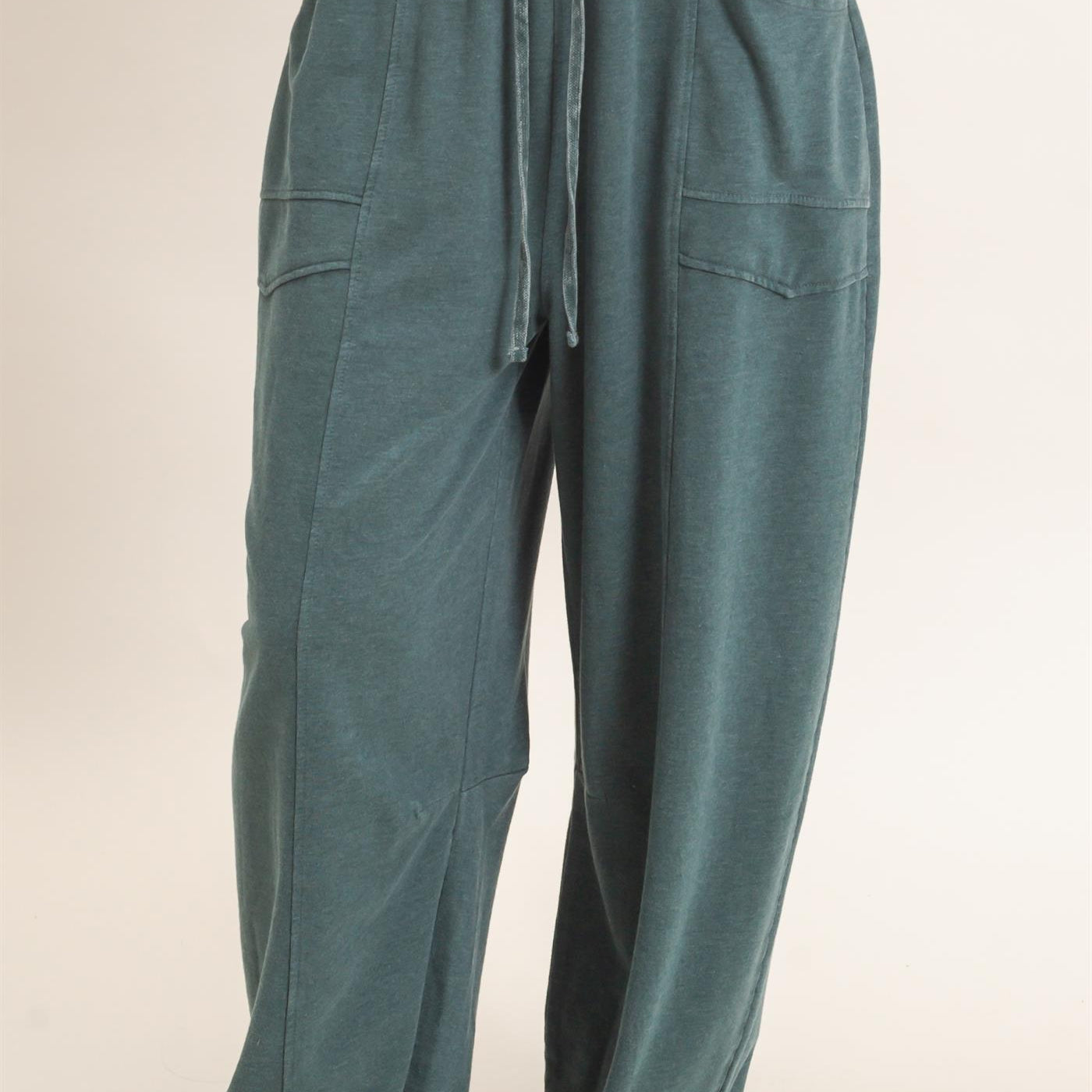 Wholesale Mineral Washed Barrel Sweatpants Pants DZ26F246 DARK GREEN DOUBLE ZERO