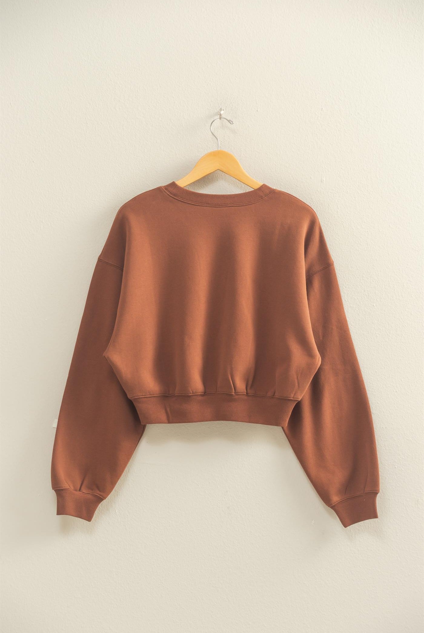 Wholesale Everyday Long Sleeve Cropped Sweatshirt Sweatshirts DZ25E415 CHESTNUT DOUBLE ZERO
