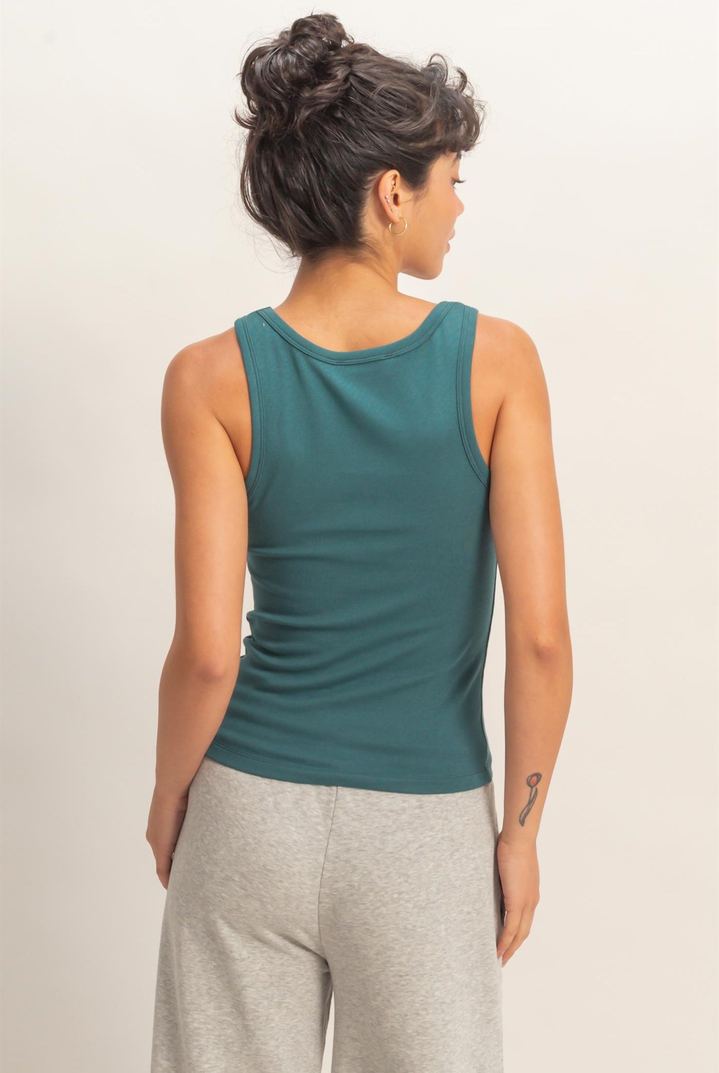 Wholesale Scoop Neck Tank Top Tank Tops DZ26A398 DARK TEAL DOUBLE ZERO