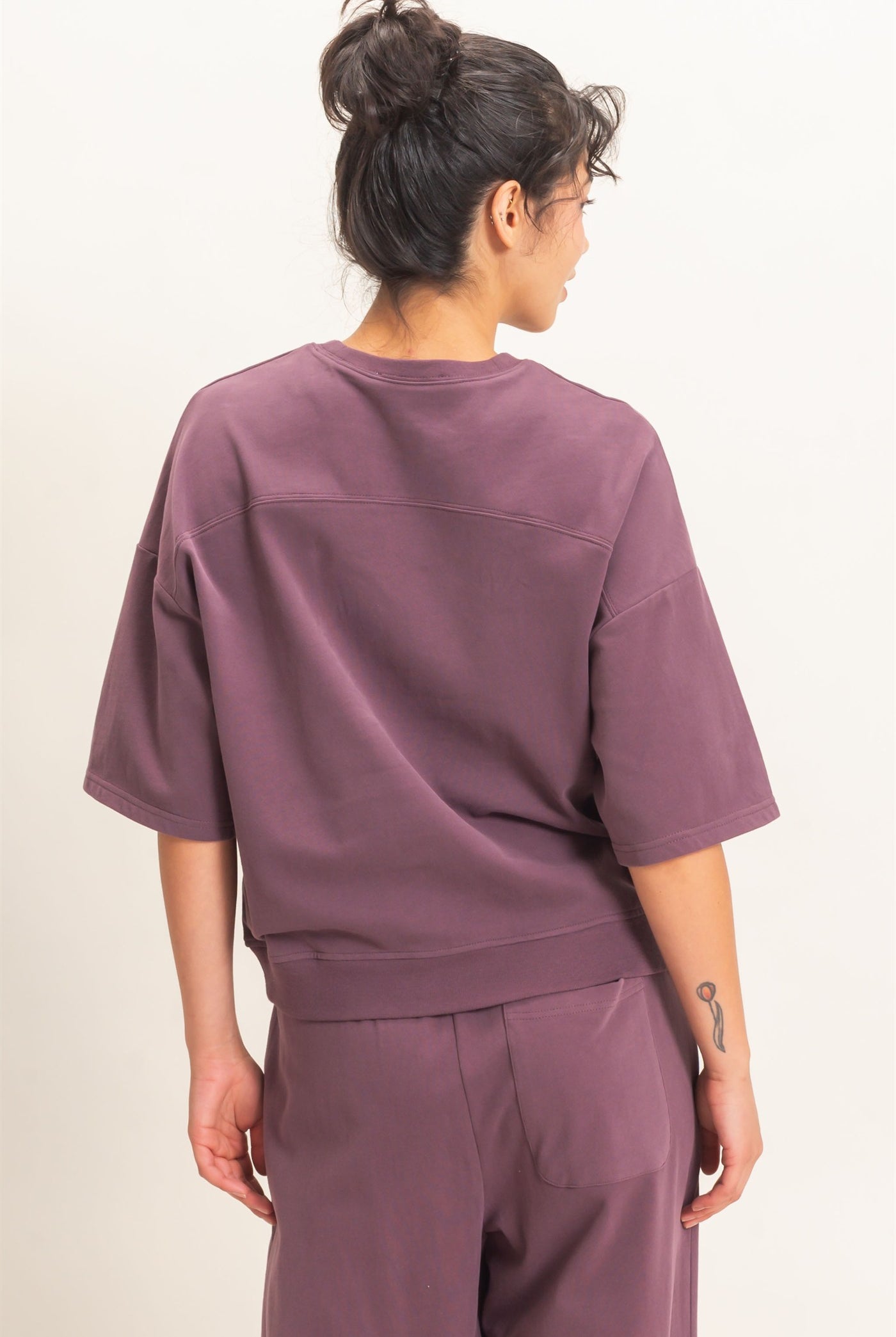 Wholesale Washed Crew Neck Short Sleeve Top Clothing Tops DZ26E381 COCOA DOUBLE ZERO