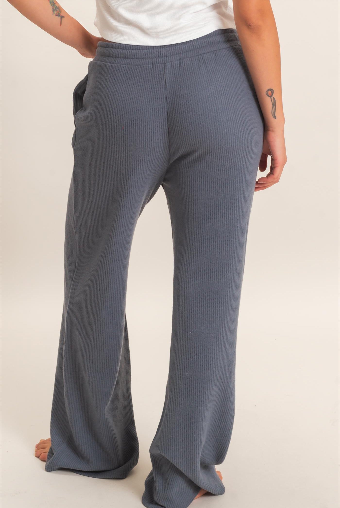 Wholesale Brushed Waffle Drawstring Pants Pants DZ26F313 DARK GRAY DOUBLE ZERO