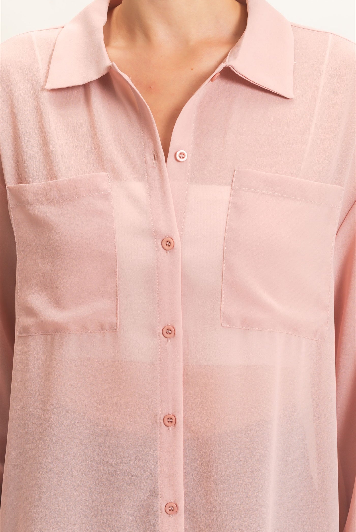 Wholesale Button-Down Collar Blouse Shirts HF26F067 MAUVE HYFVE