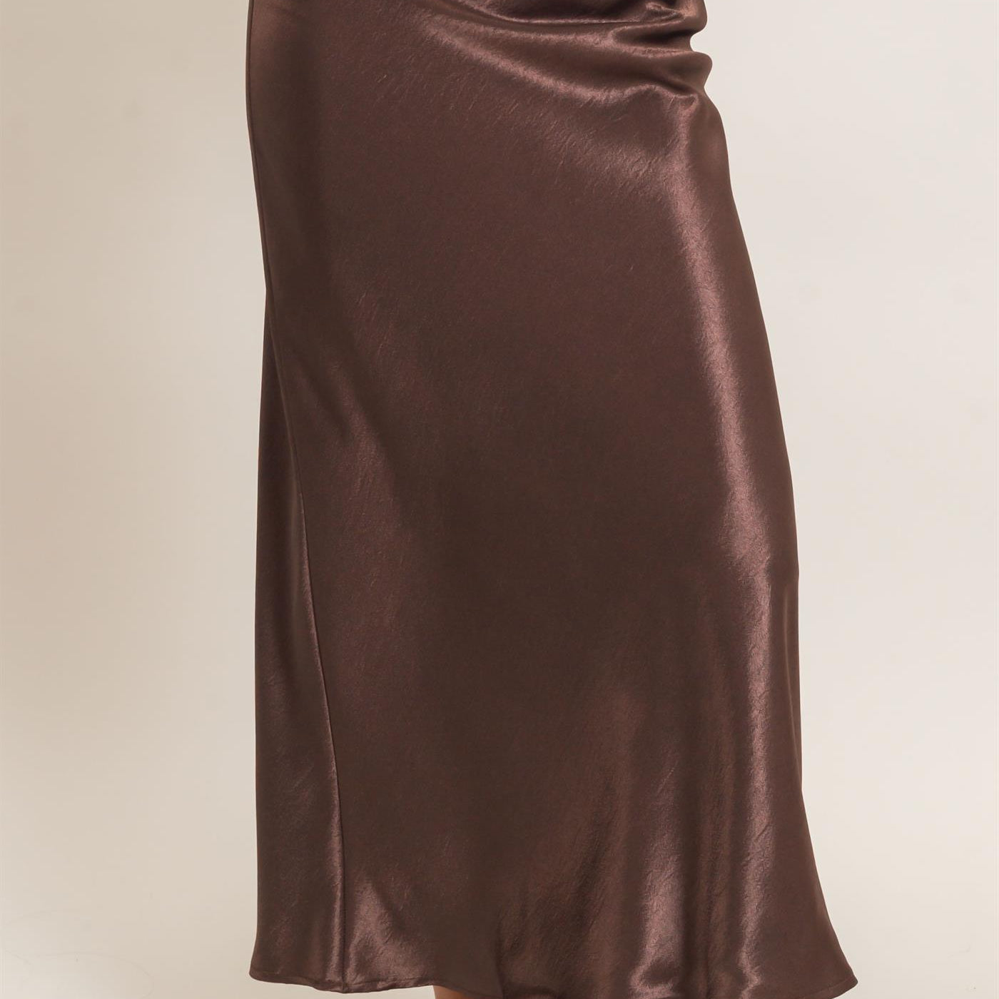 Wholesale Satin Midi Skirt Skirts DZ26C962 DARK BROWN DOUBLE ZERO