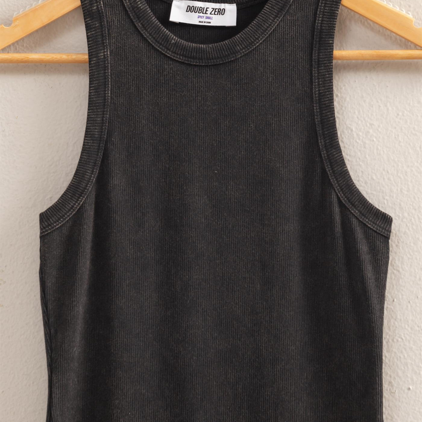 Wholesale Acid Washed Ribbed Mini Dress Dresses DZ25E297 BLACK DOUBLE ZERO