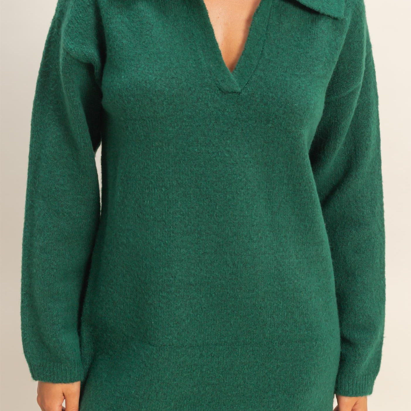 Wholesale Sophisticated Polo Long Sleeve Sweater Dress Dresses DZ25E838 DARK GREEN DOUBLE ZERO