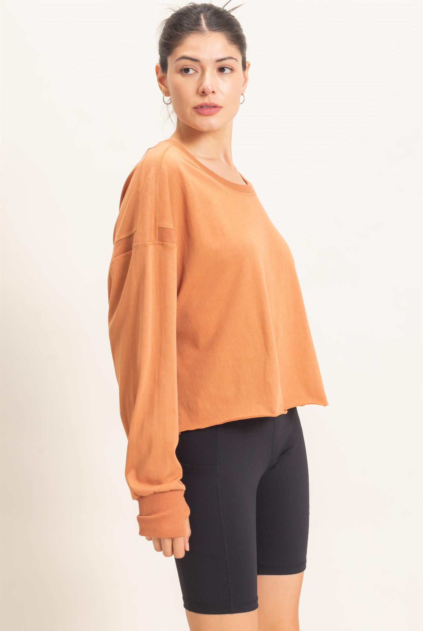 Wholesale Crew Neck Top Clothing Tops HF26C808 SIENNA BROWN HYFVE