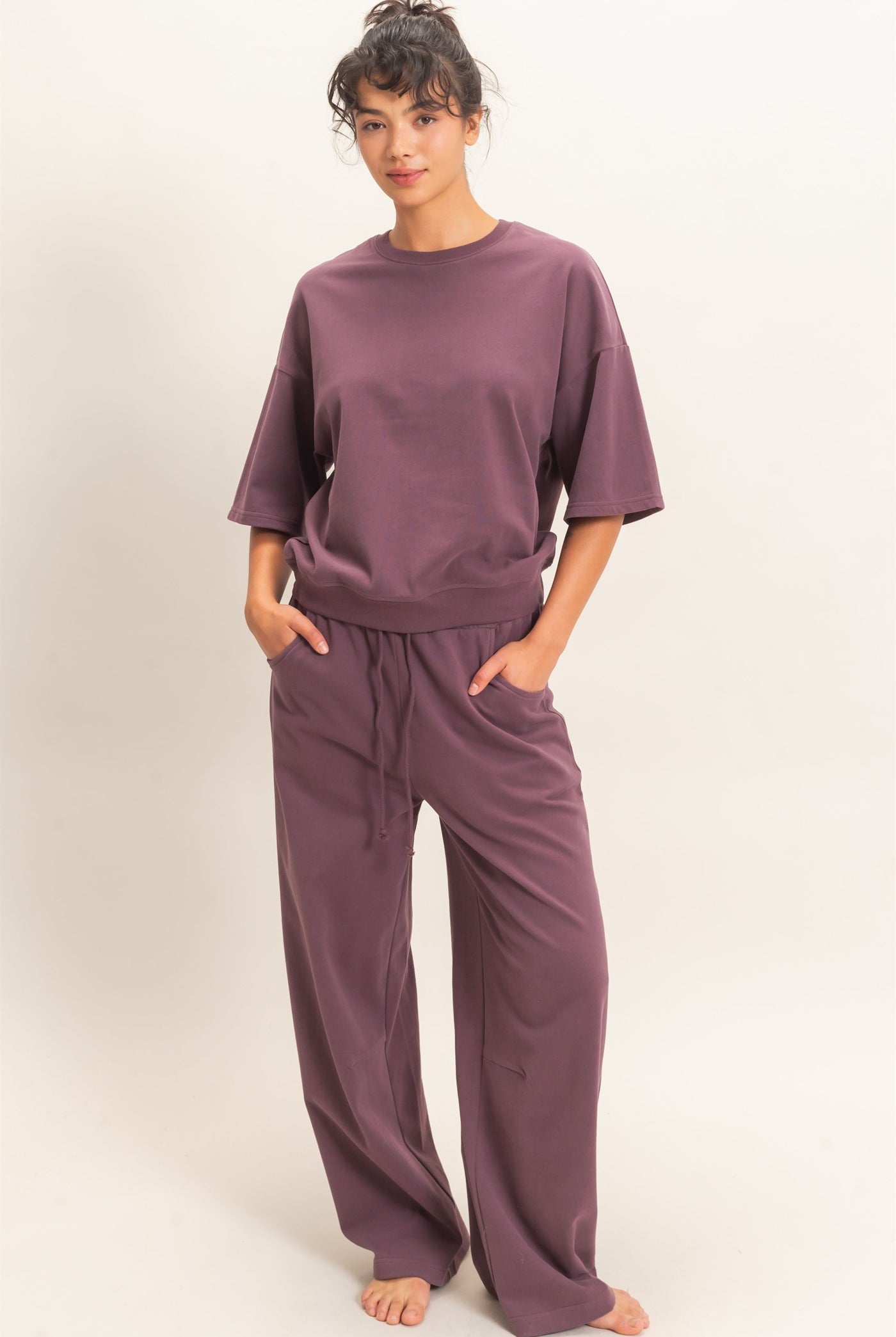 Wholesale Washed Barrel Sweatpants Pants DZ26E379 COCOA DOUBLE ZERO