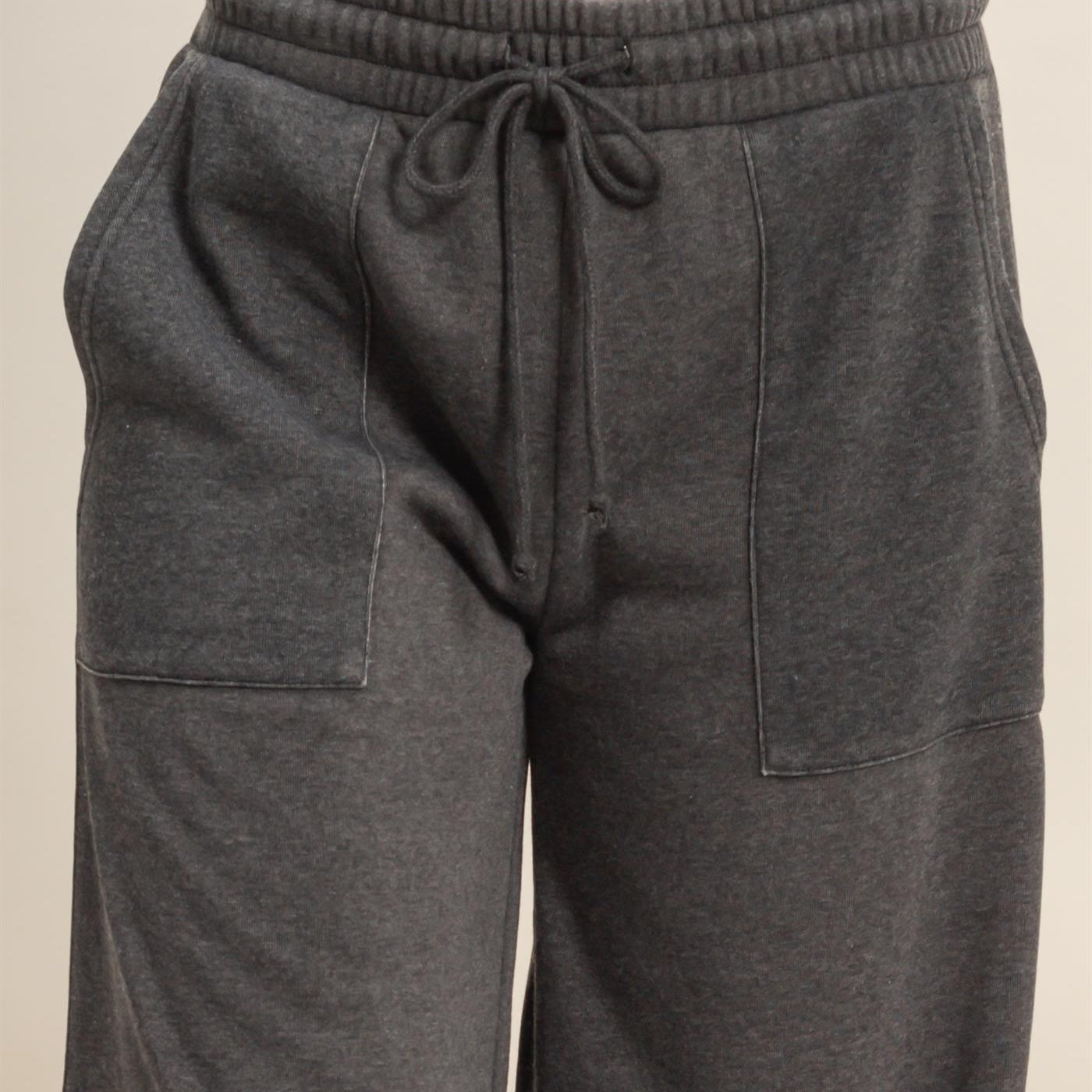 Wholesale Burnout French Terry Wide-Leg Pants Pants DZ26A259 BLACK DOUBLE ZERO