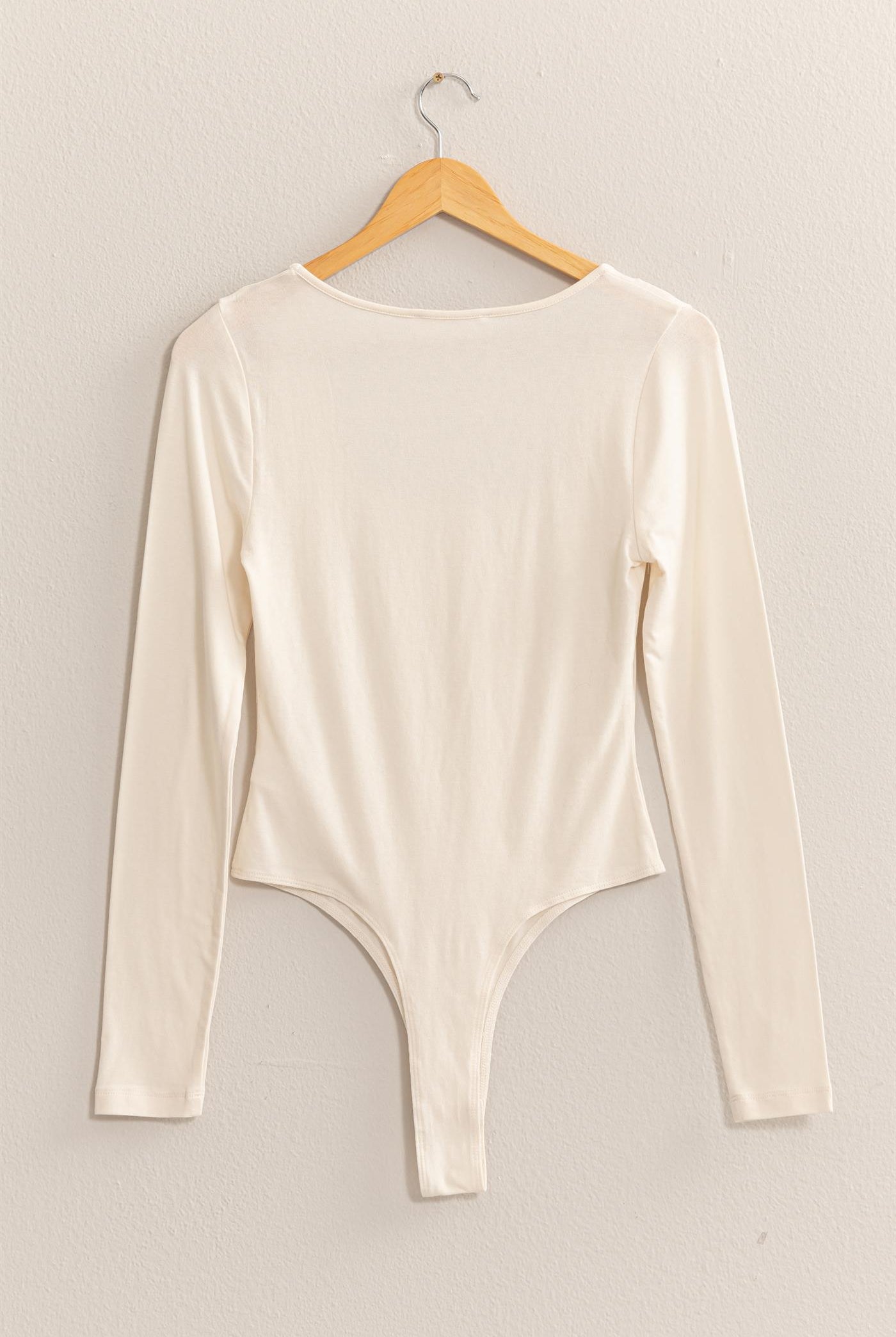 Wholesale Square Neck Long Sleeve Bodysuit Bodysuits DZ24E767 CREAM DOUBLE ZERO