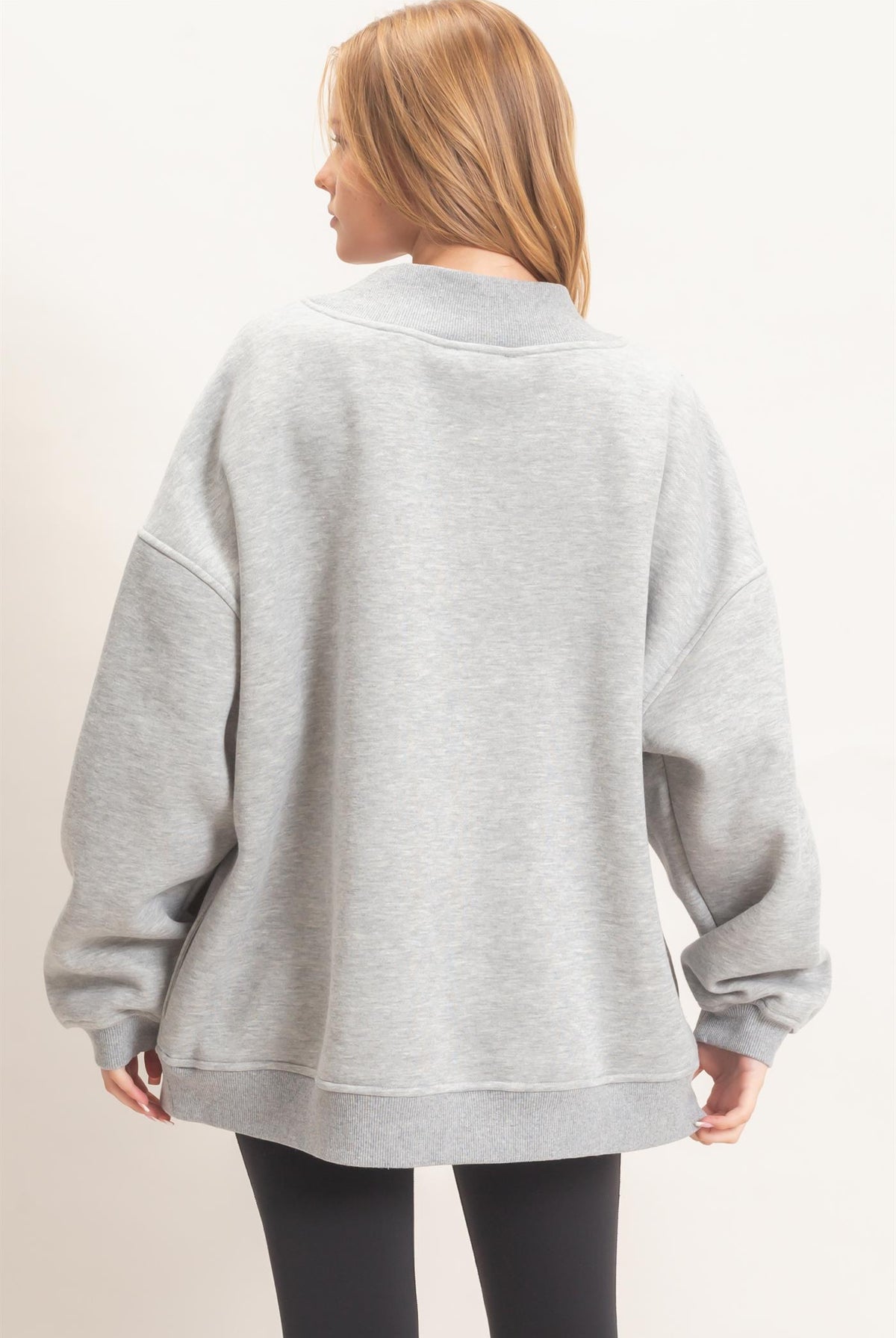 Wholesale Enzyme Washed Mock Neck Sweatshirt Sweatshirts HF26E222 H.GRAY HYFVE