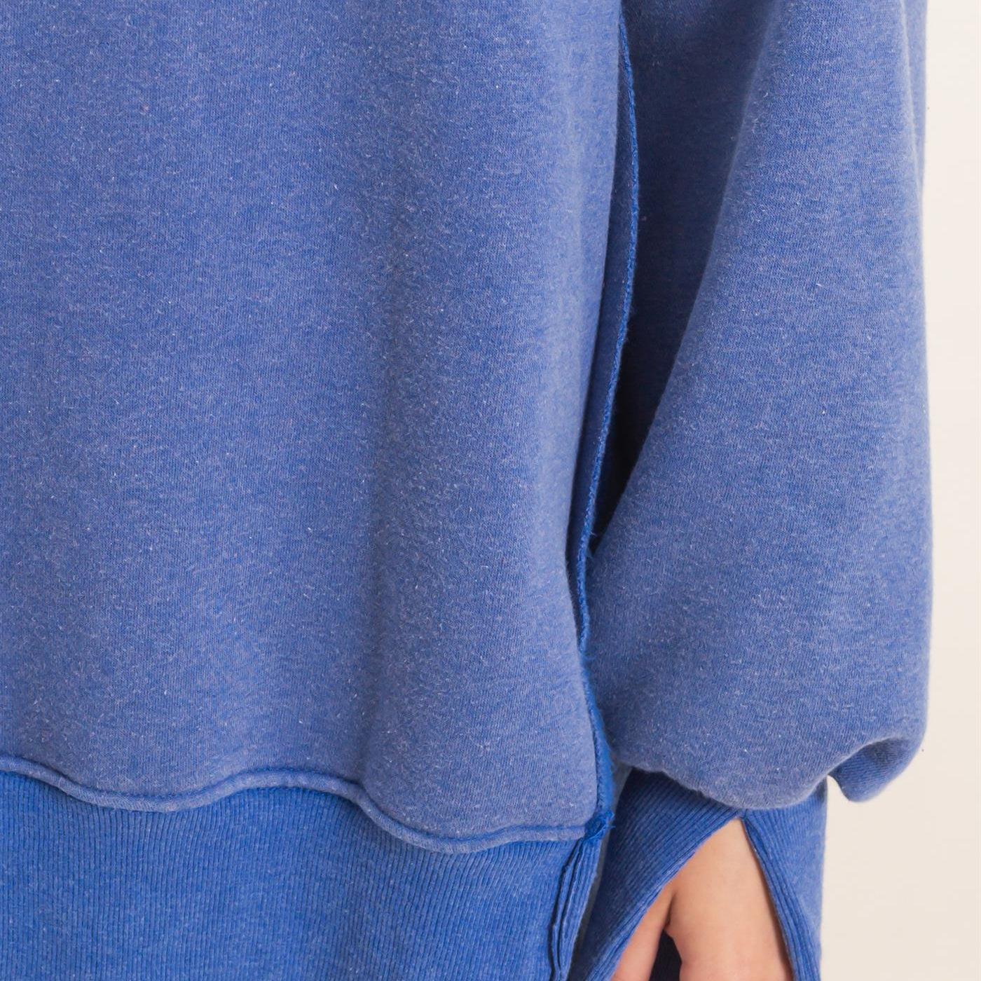 Wholesale Mineral Wash Snap Collar Pullover Clothing Tops HF26F086-D BLUE HYFVE
