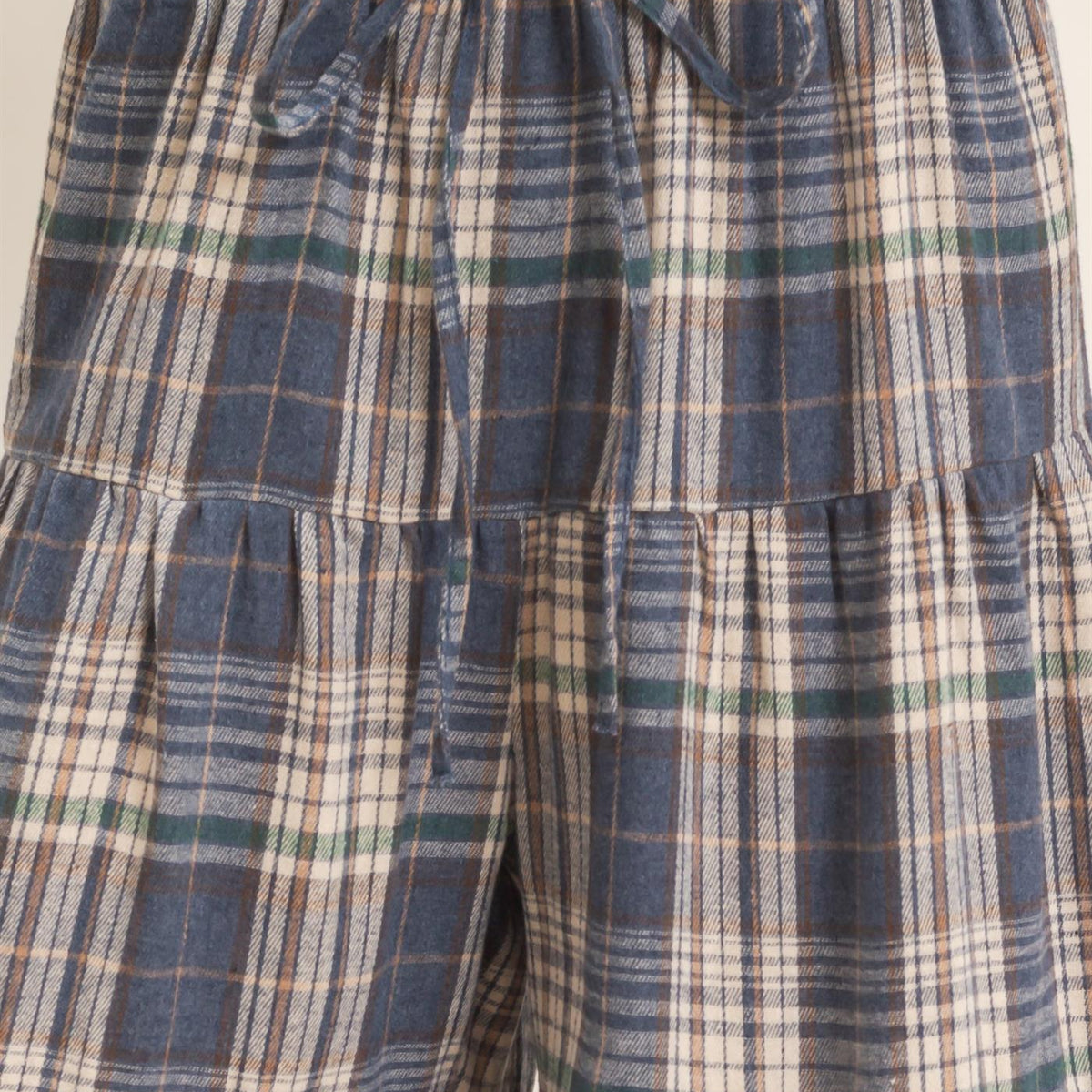 Wholesale Tiered Plaid Wide-Leg Pants Pants HF26E042 BLUE HYFVE