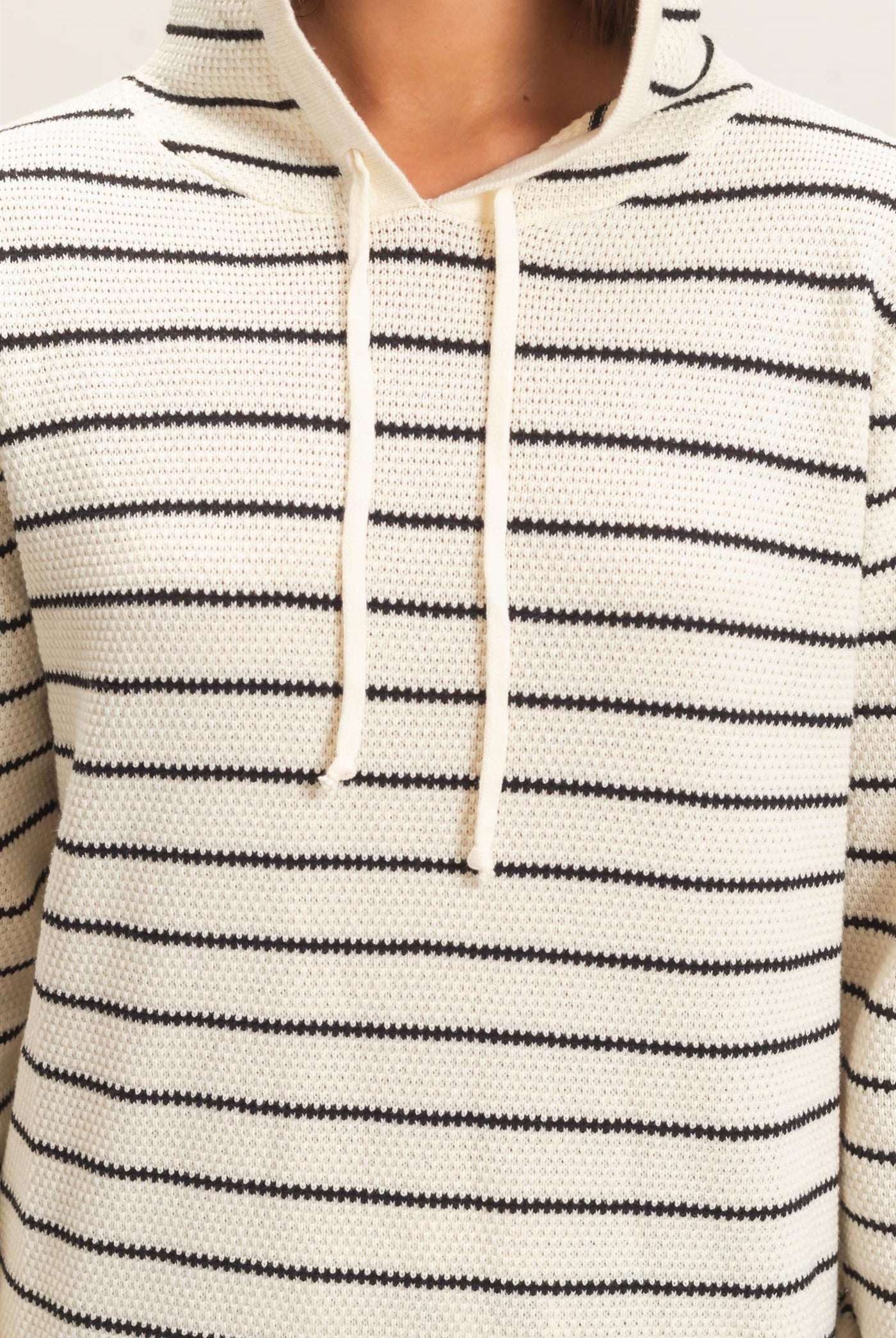 Wholesale Striped Hooded Sweater Hoodies DZ26C972 CREAM DOUBLE ZERO