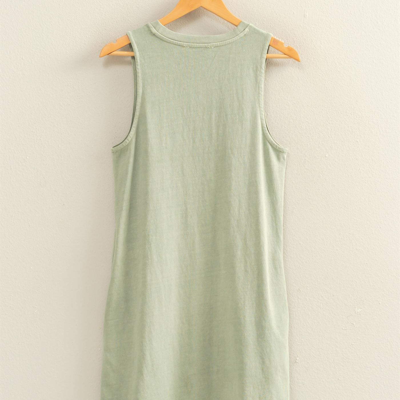 Wholesale Pigment Dyed Sleeveless Mini Dres Dresses DZ26A745 SAGE GREEN DOUBLE ZERO