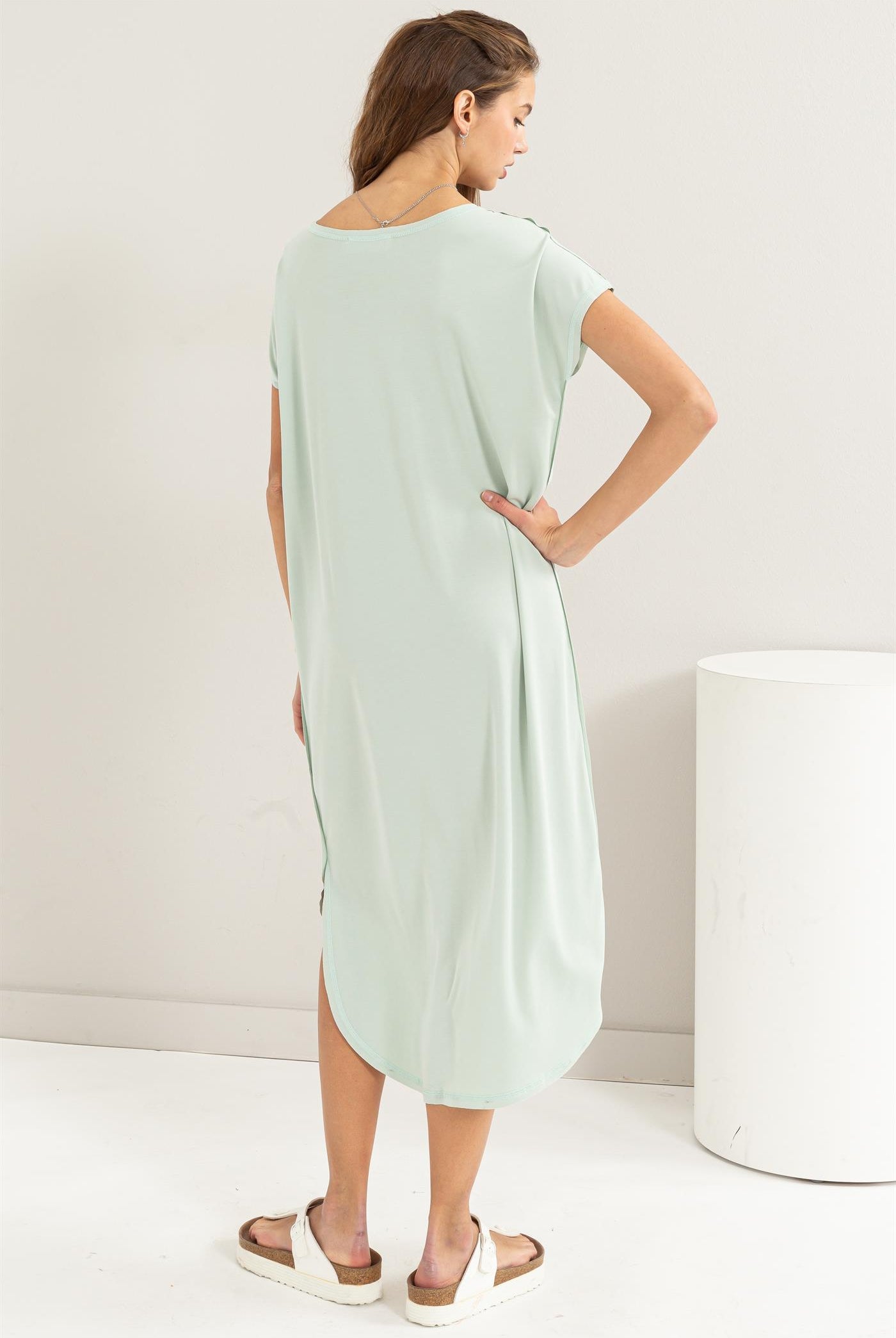 Wholesale Soft High Low Midi Dress Dresses DZ24A885 MINT DOUBLE ZERO