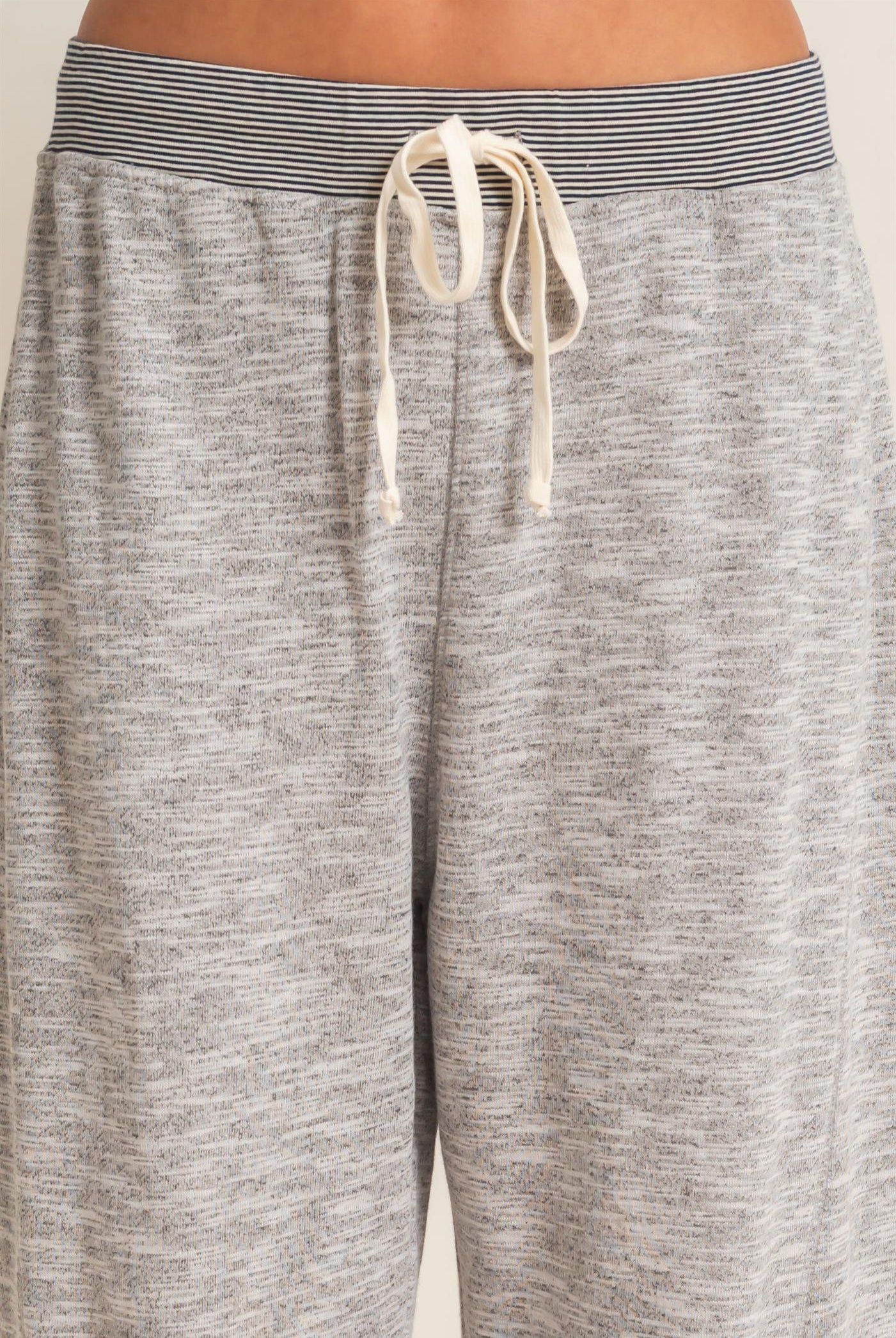 Wholesale Striped Waist Drawstring Pants Pants HF26E558 HEATHER GRAY HYFVE