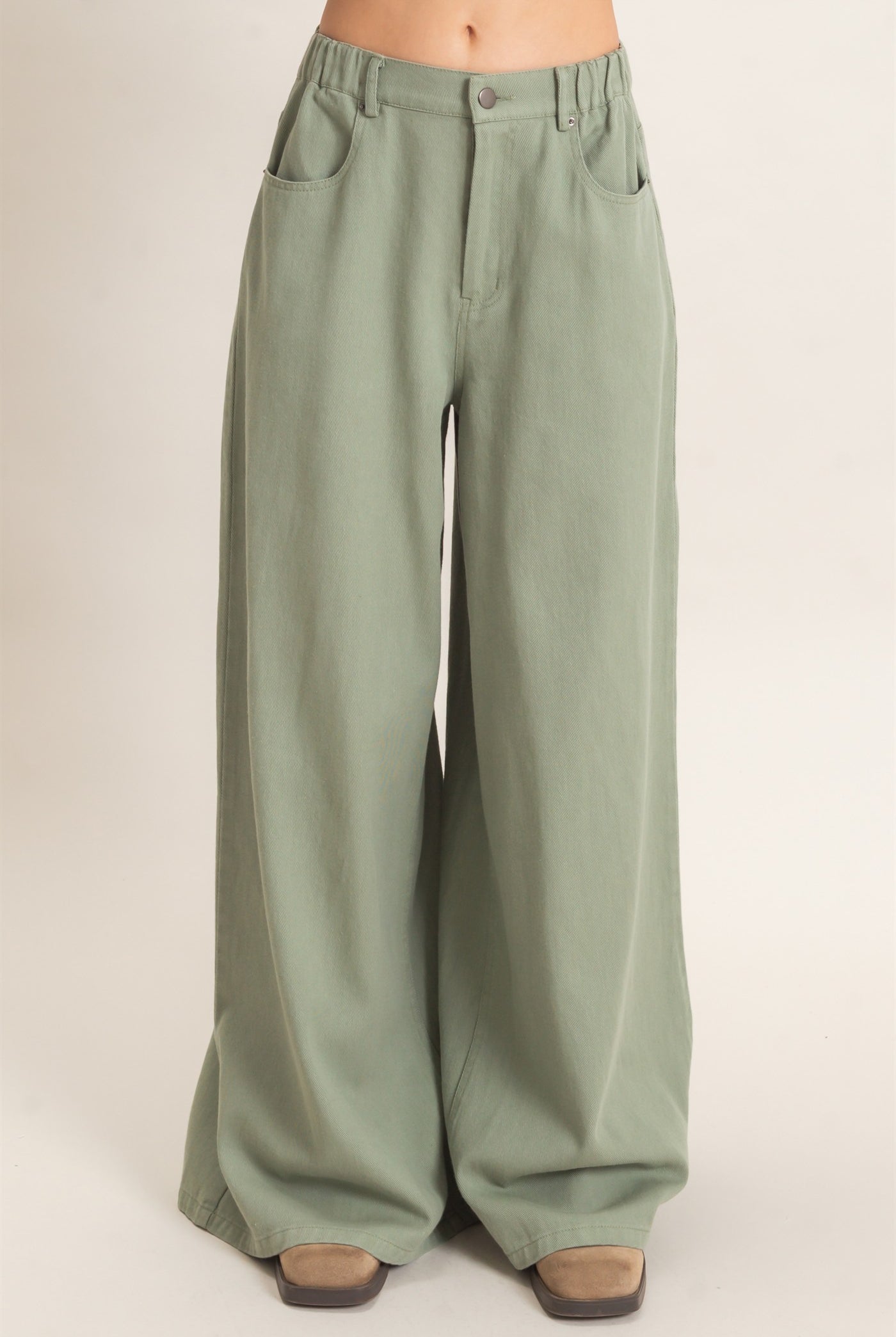 Wholesale Wide-Leg High-Rise Pants Pants HF26F222-D OLIVE HYFVE